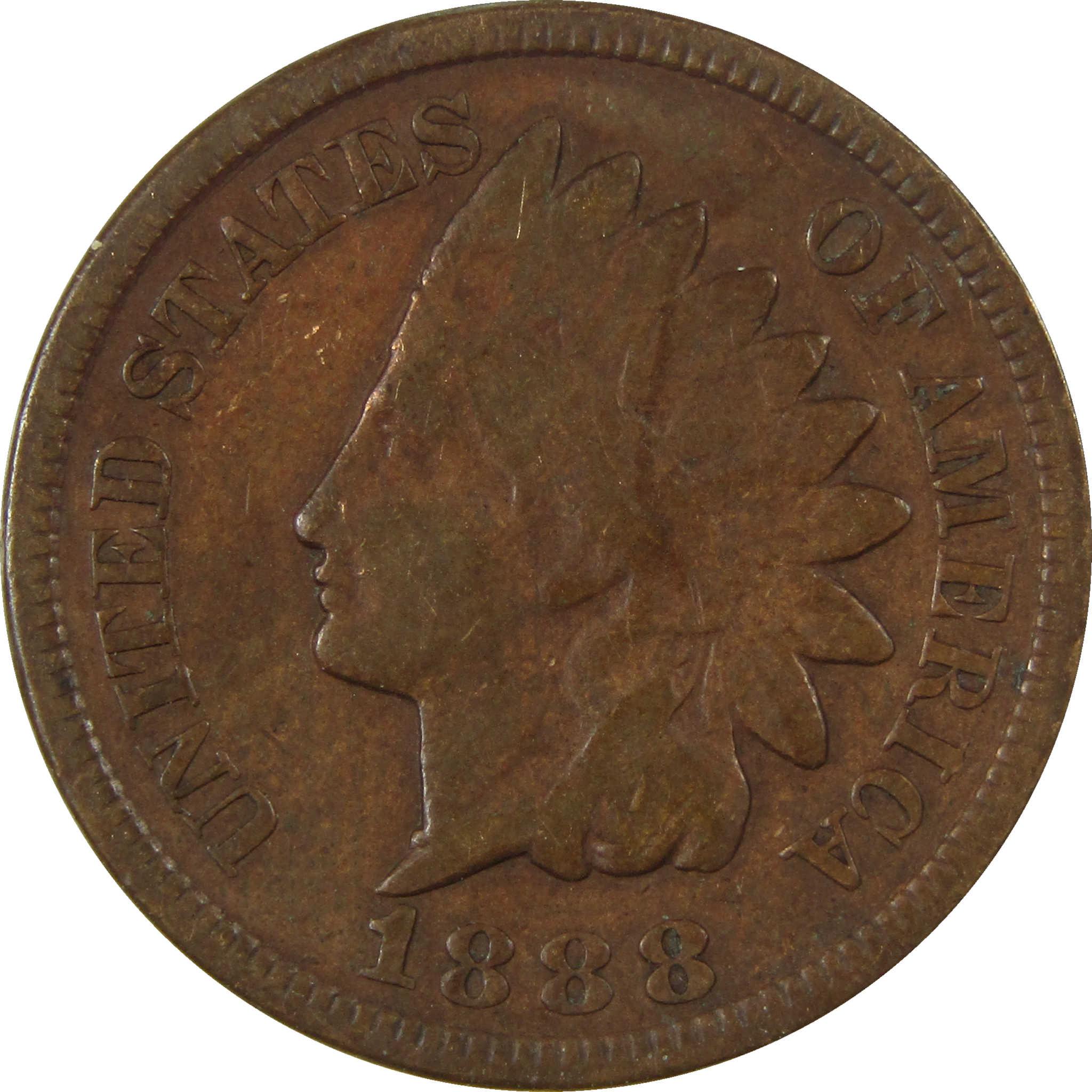 1888 Indian Head Cent VG Very Good Penny 1c Coin SKU:I26959