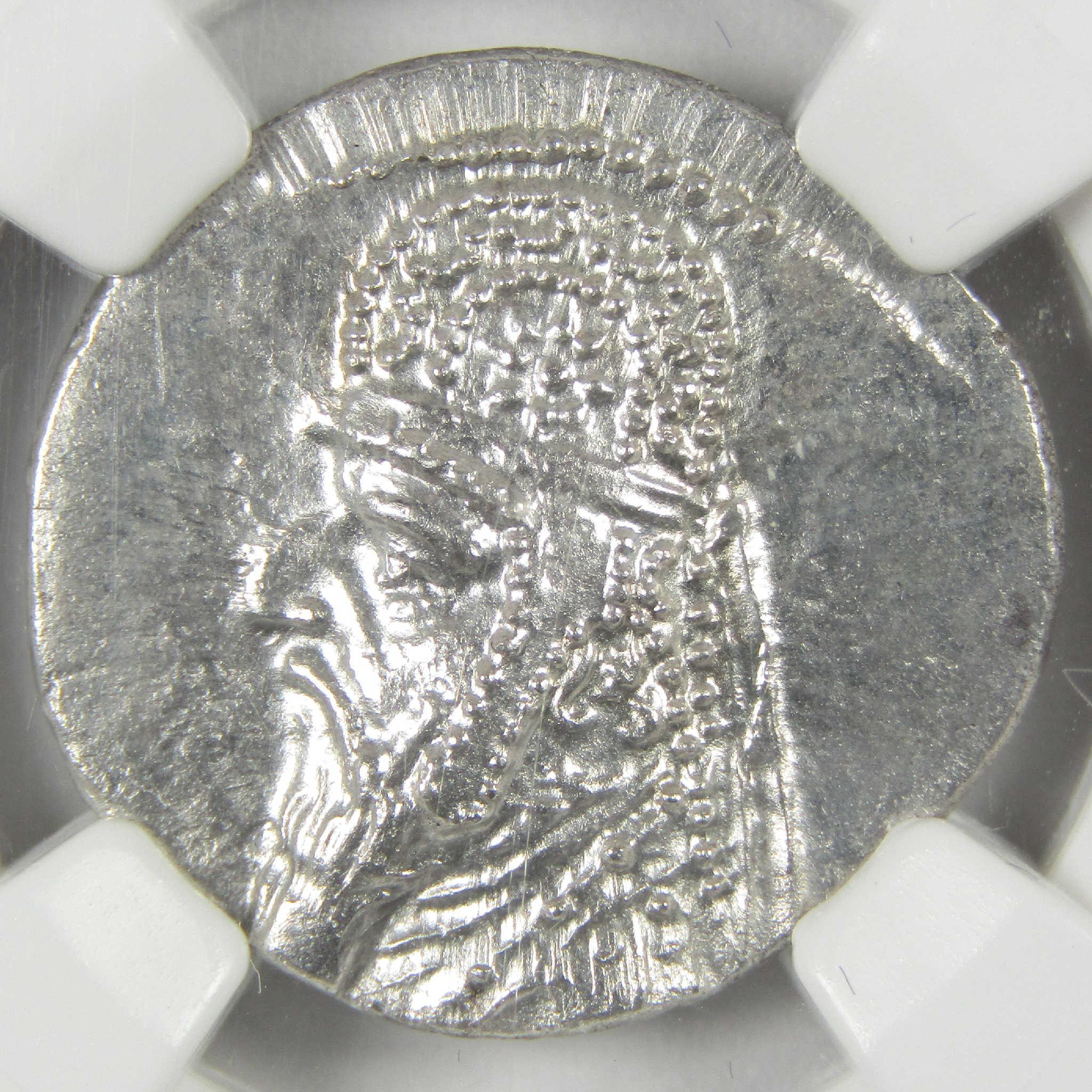 121-91 BC Mithradates II Parthian Kingdom Silver Drachm MS NGC Ancient