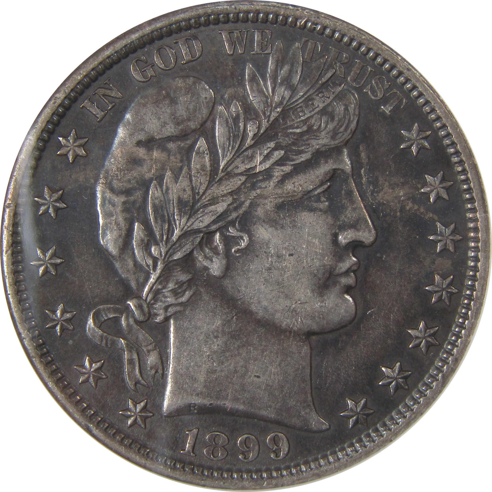 1899 Barber Half Dollar AU 55 Details ANACS Silver 50c Coin SKU:I23341