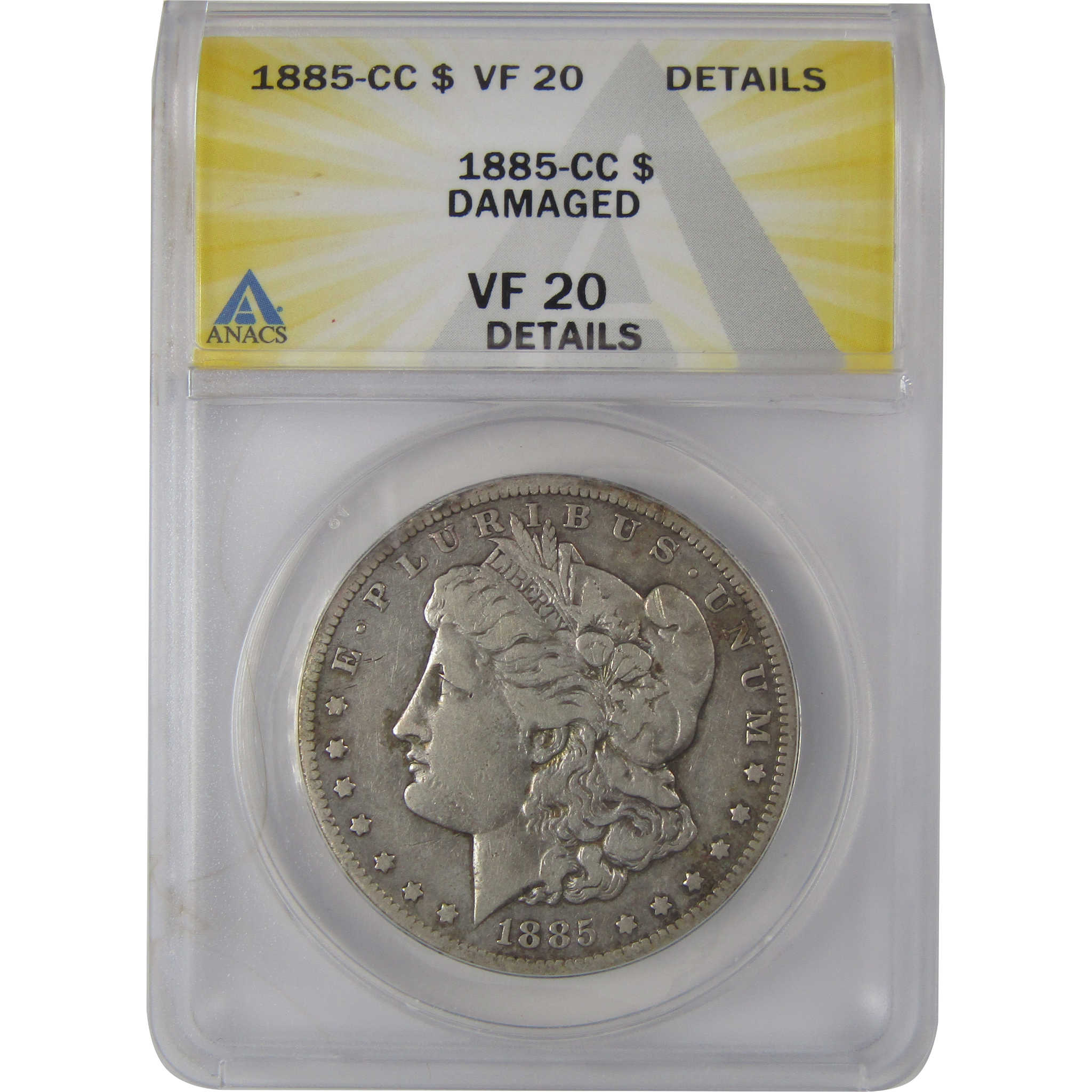 1885 CC Morgan Dollar VF 20 Details ANACS Silver $1 Coin SKU:CP186 - Morgan coin - Morgan silver dollar - Morgan silver dollar for sale - Profile Coins & Collectibles