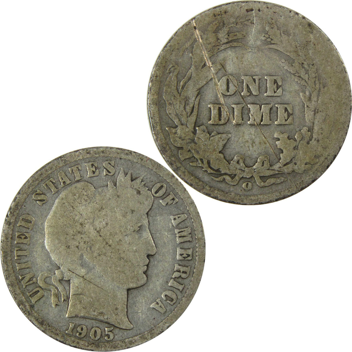 1905 O Micro O Barber Silver Dime G Good Details 10c Coin SKU:I26615