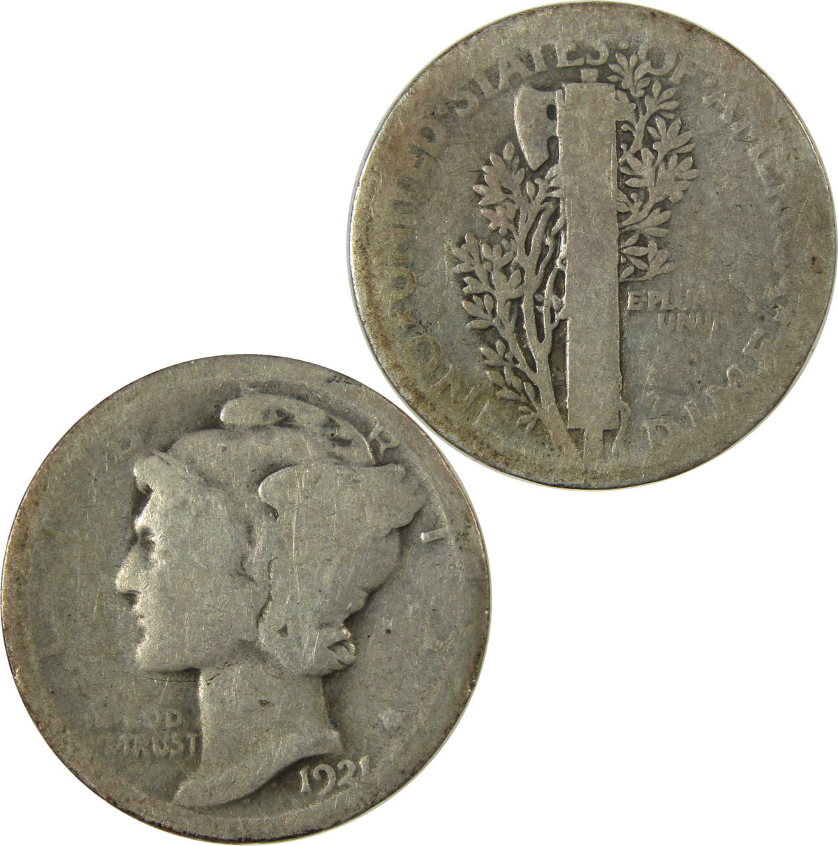 1921 Mercury Silver Dime G Good Details 10c Coin SKU:I28238