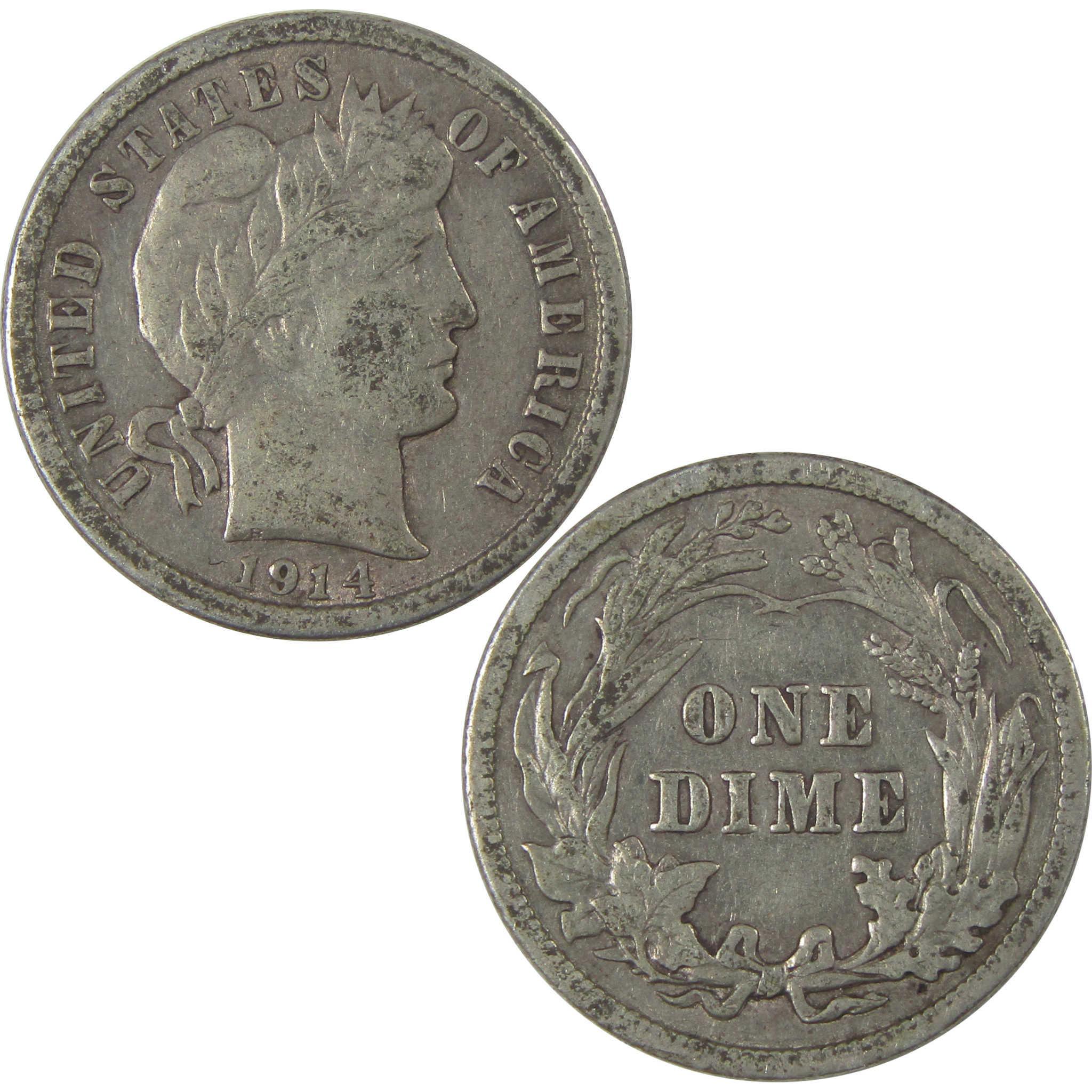 1914 Barber Dime XF EF Extremely Fine Silver 10c Coin SKU:I21106