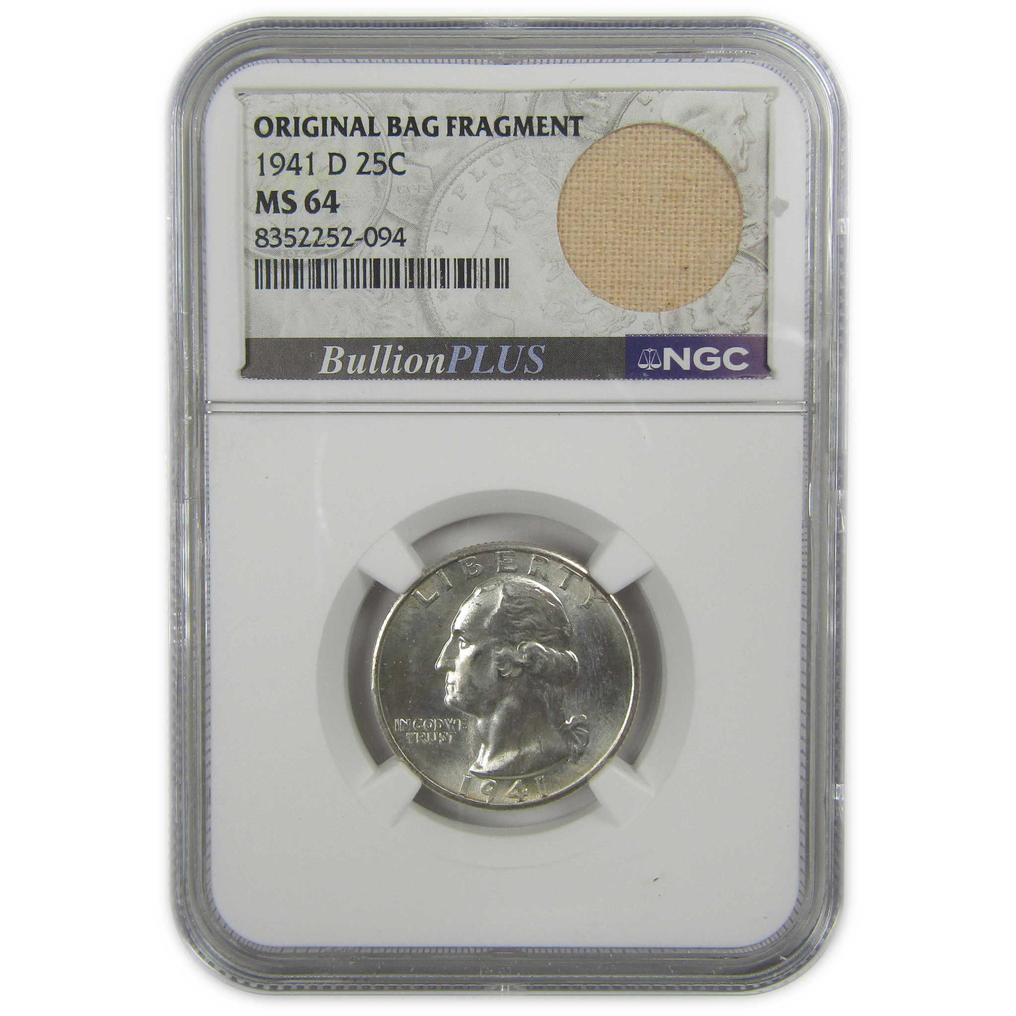 1941 D Washington Quarter MS 64 NGC Silver Bag Fragment SKU:I20596