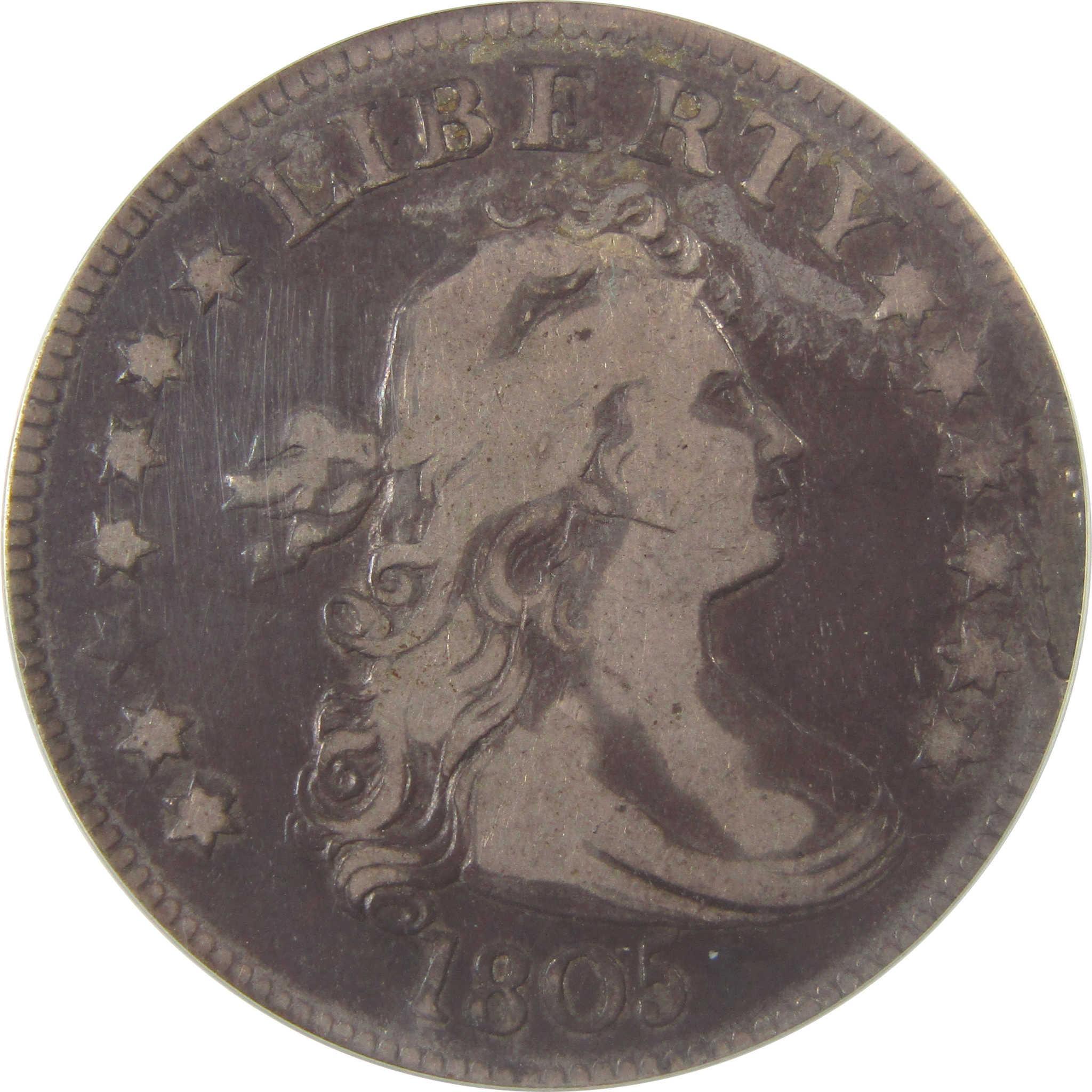 1805 Draped Bust Silver Quarter F 12 ANACS Obv Lamination SKU:I24408