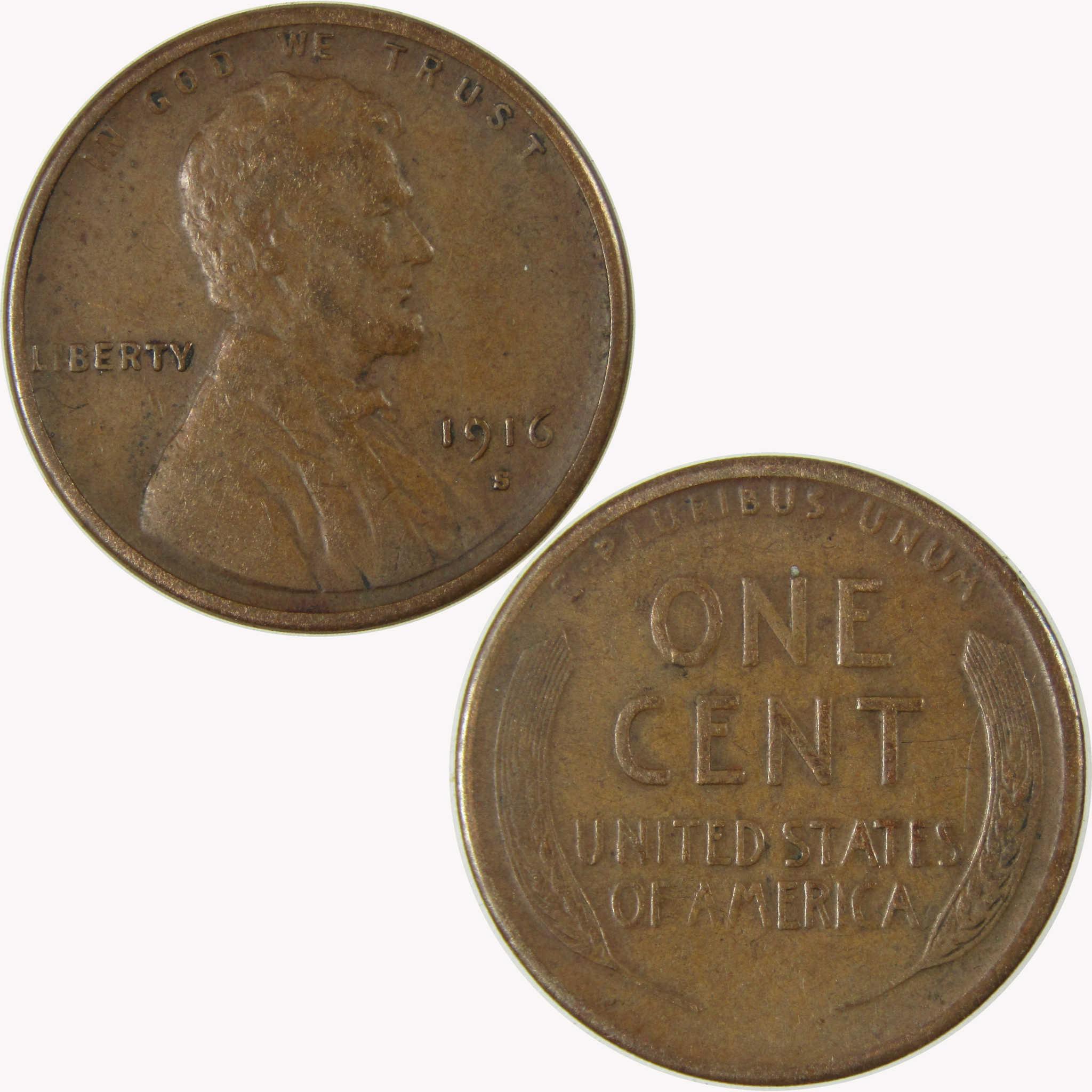 1916 S Lincoln Wheat Cent VF Very Fine Penny 1c Coin SKU:I25847