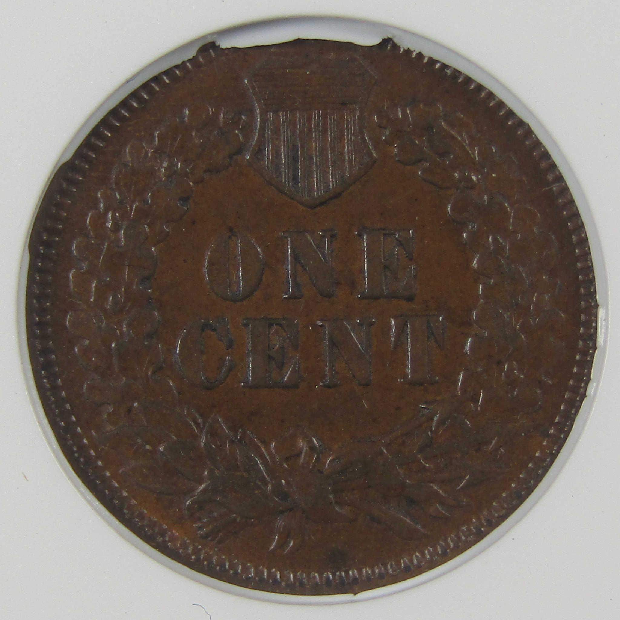 1872 Indian Head Cent AU 53 ANACS Penny 1c Coin Collectible