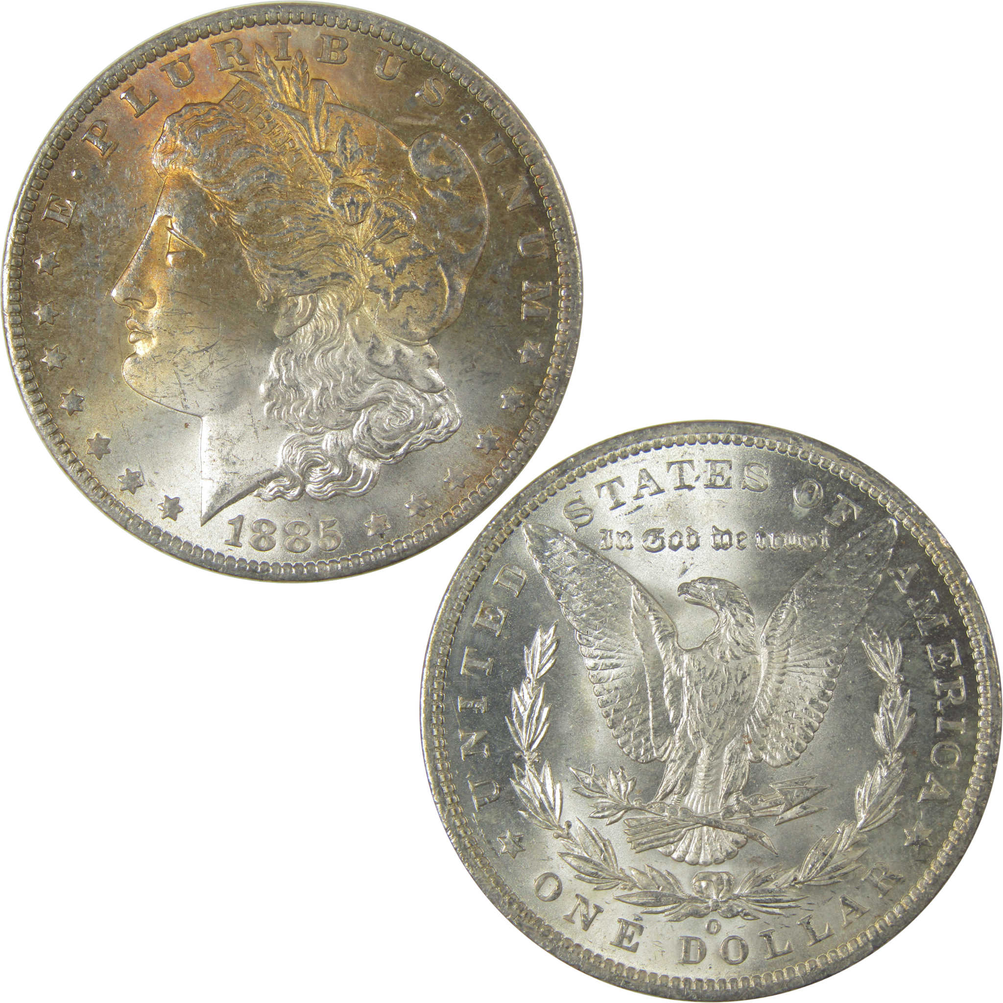 1885 O Morgan Dollar Uncirculated Silver $1 Coin Toned SKU:I19295