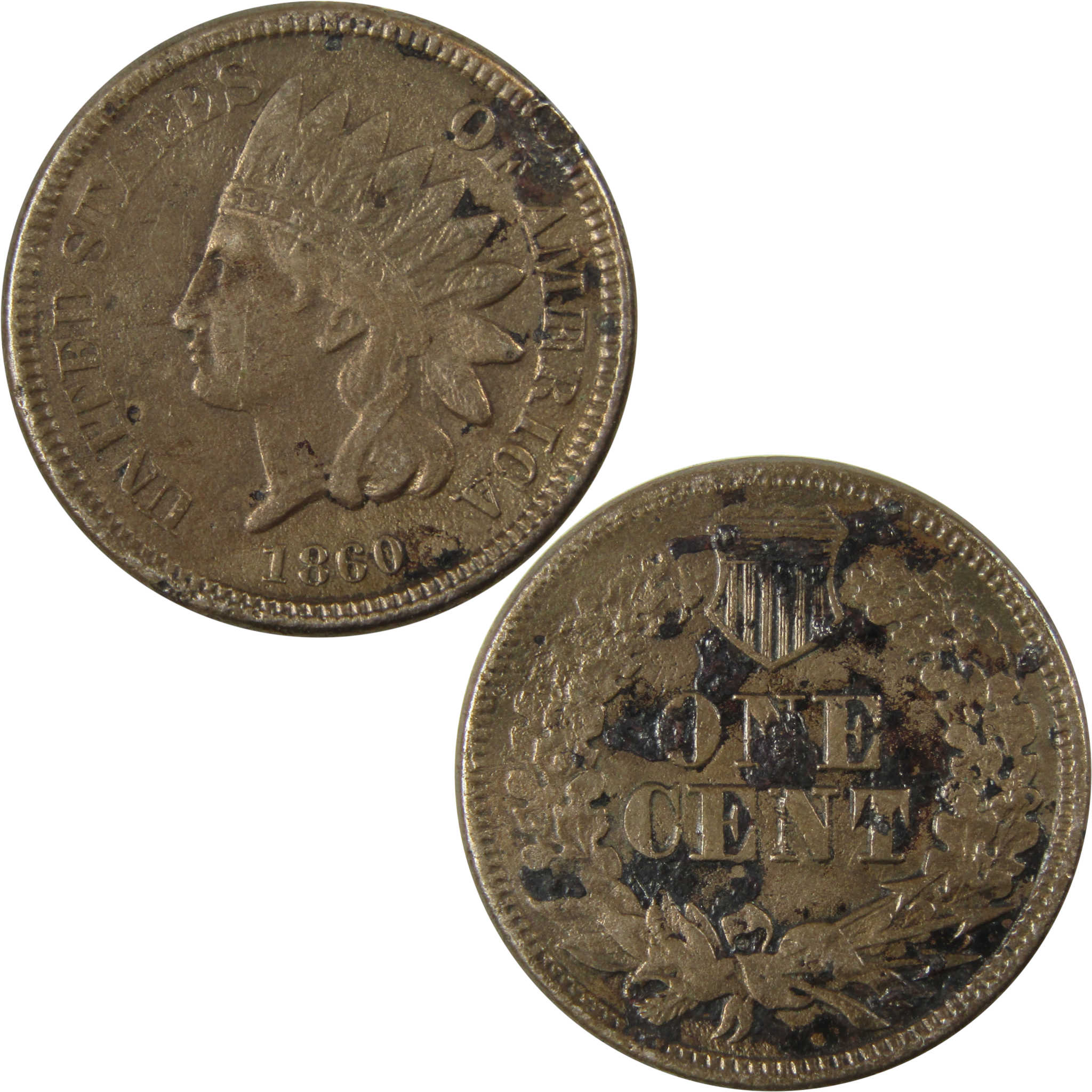 1860 Indian Head Cent VF Very Fine Details Penny 1c Coin SKU:CP1176