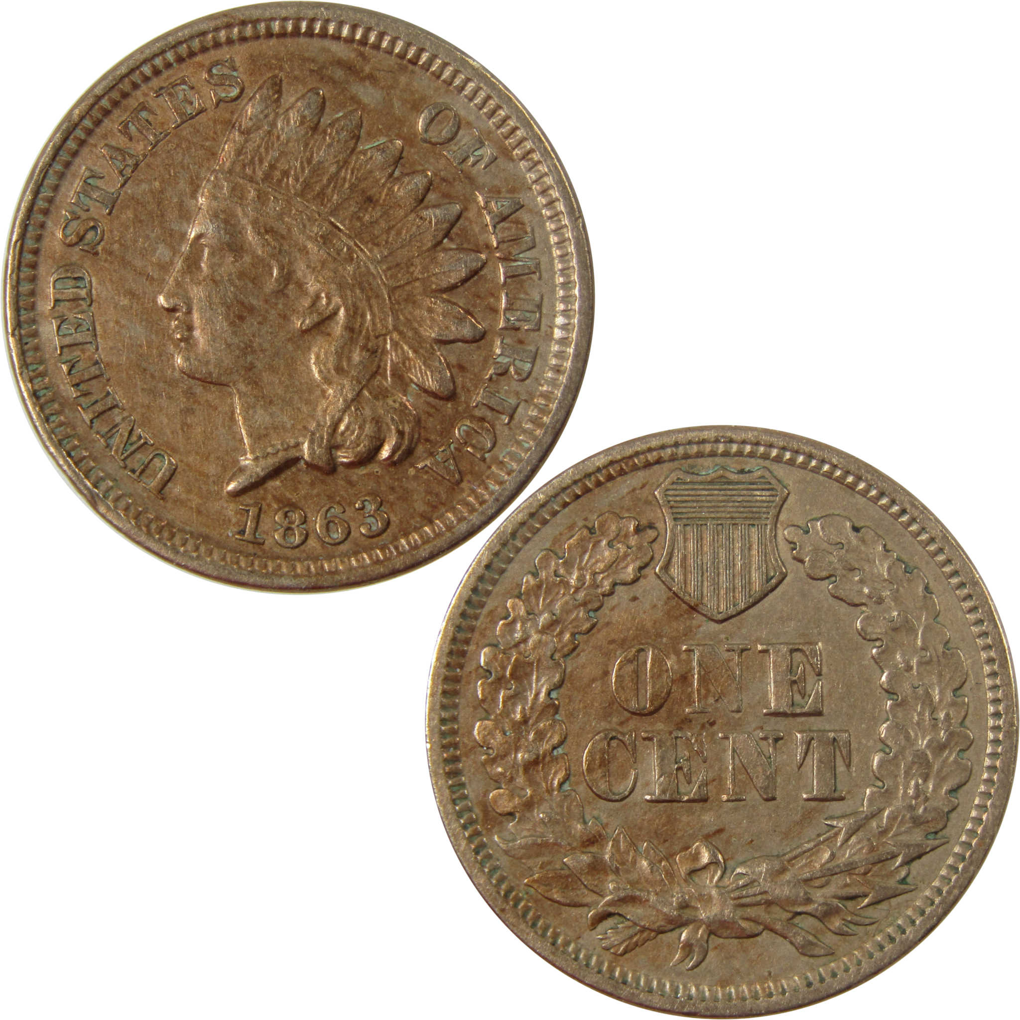 1863 Indian Head Cent XF EF Extremely Fine Penny 1c Coin SKU:CP1224