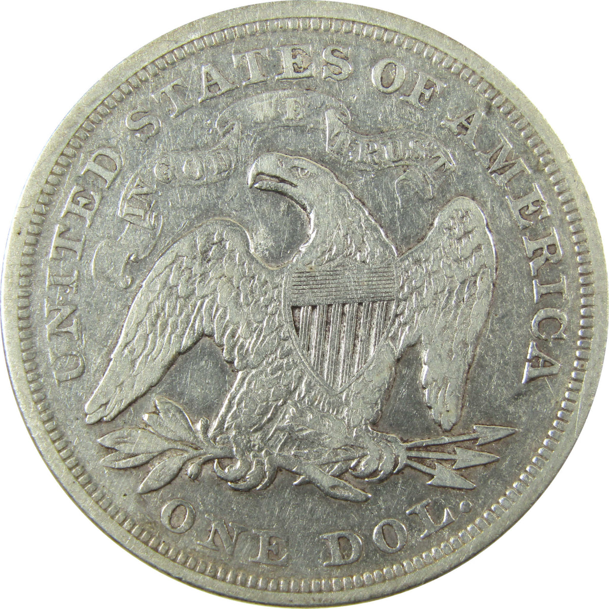 1871 Seated Liberty Silver Dollar F Fine Details $1 Coin SKU:CP1718