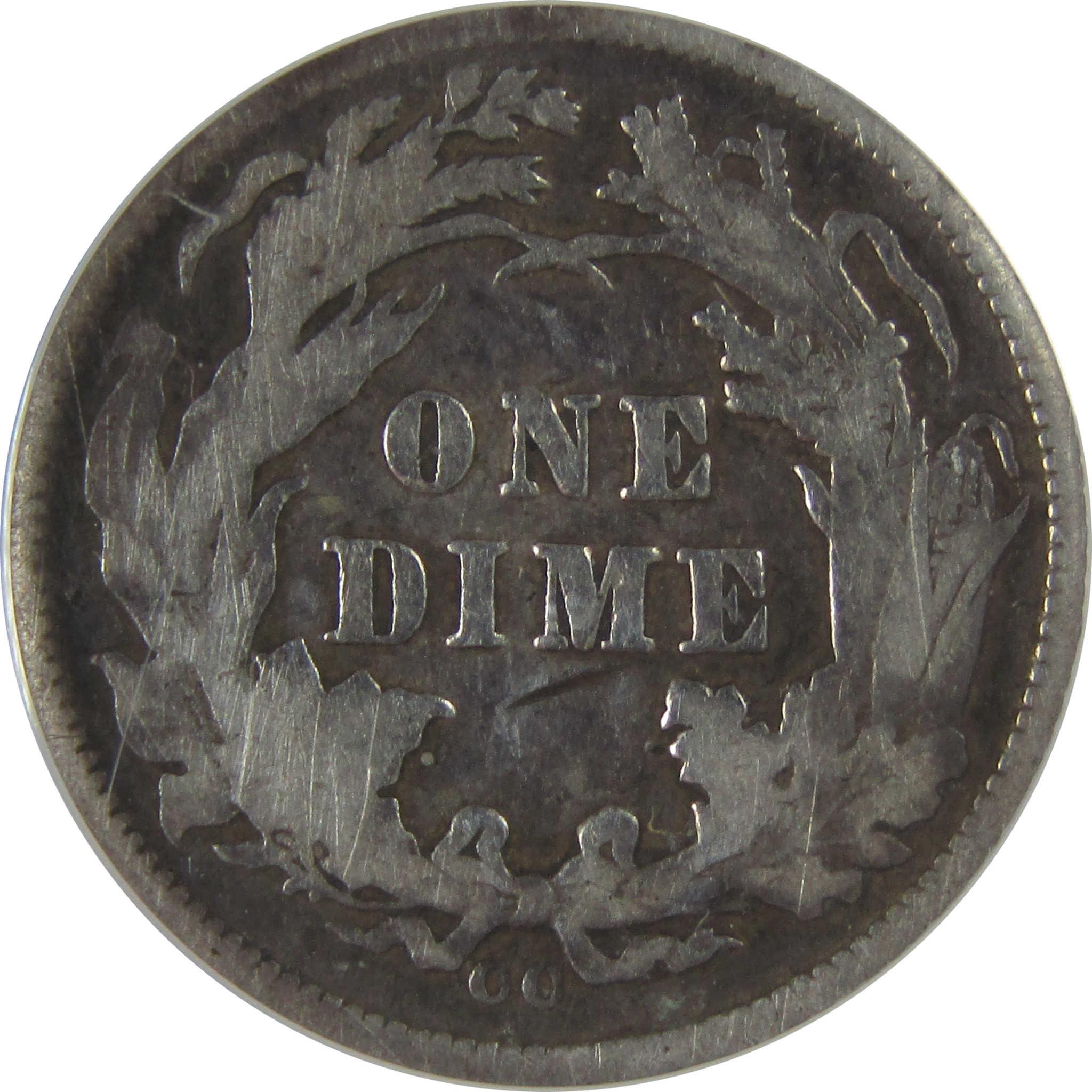 1877 CC Seated Liberty Dime VF 20 Details ANACS Silver SKU:CPC1204