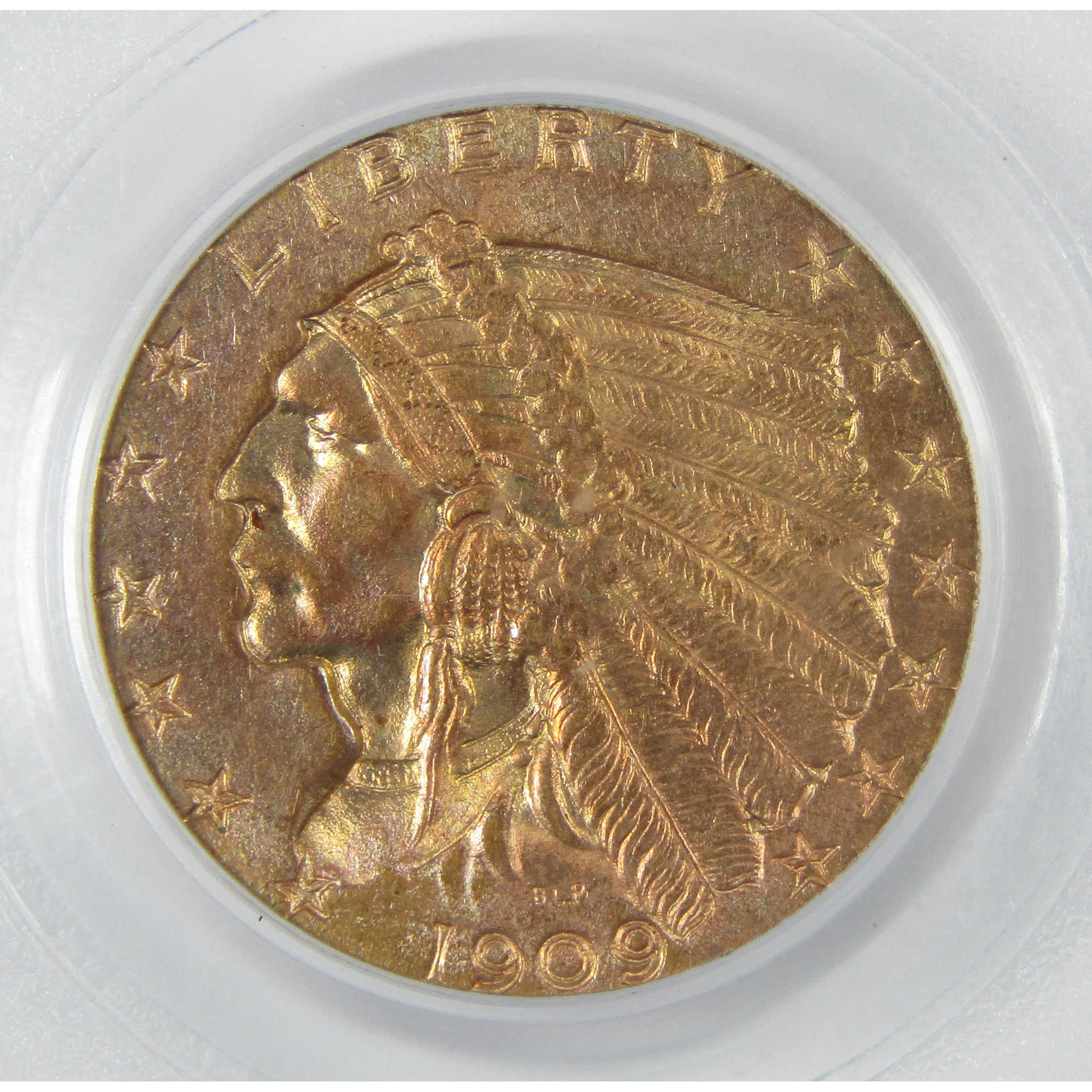 1909 Indian Head Gold Quarter Eagle MS 63 PCGS Uncirculated SKU:CP325