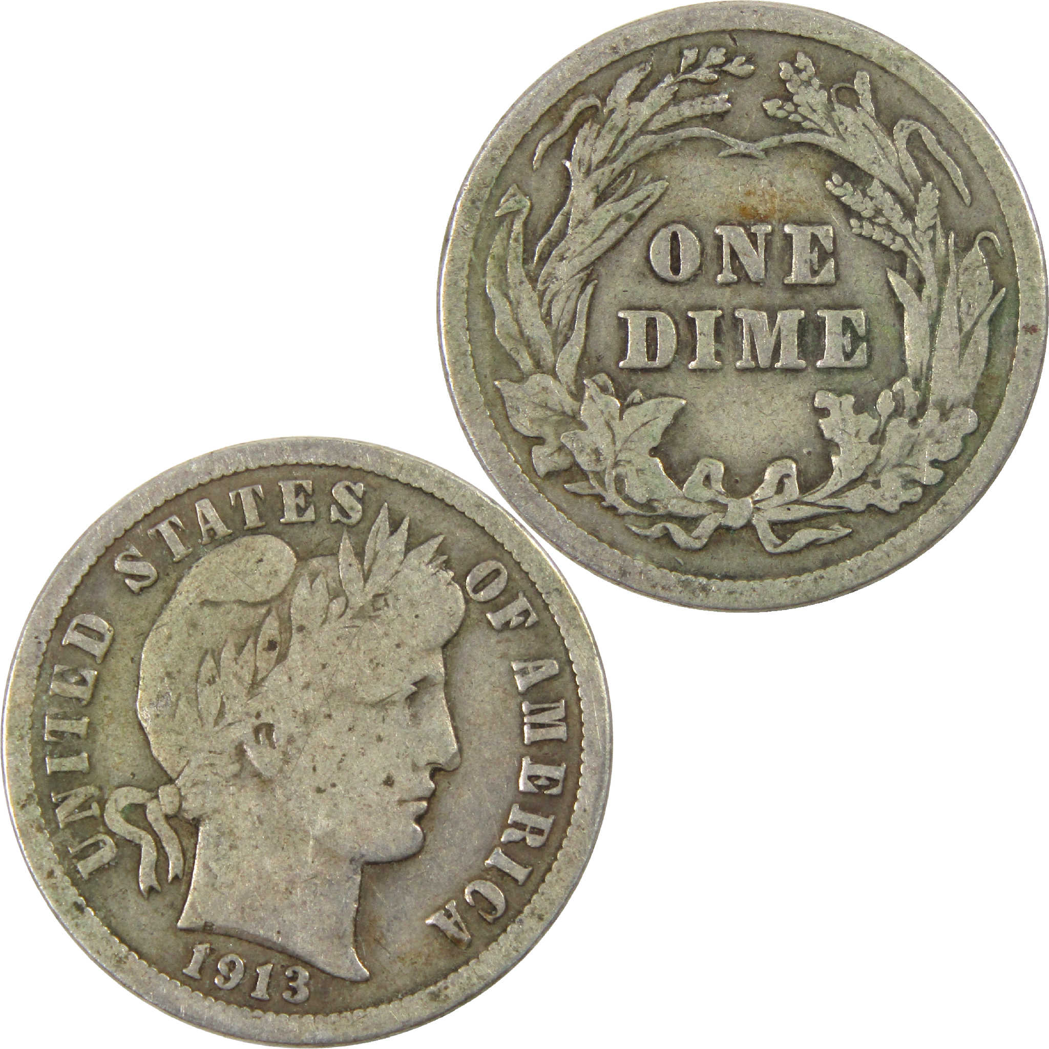 1913 Barber Dime VG Very Good Silver 10c Coin