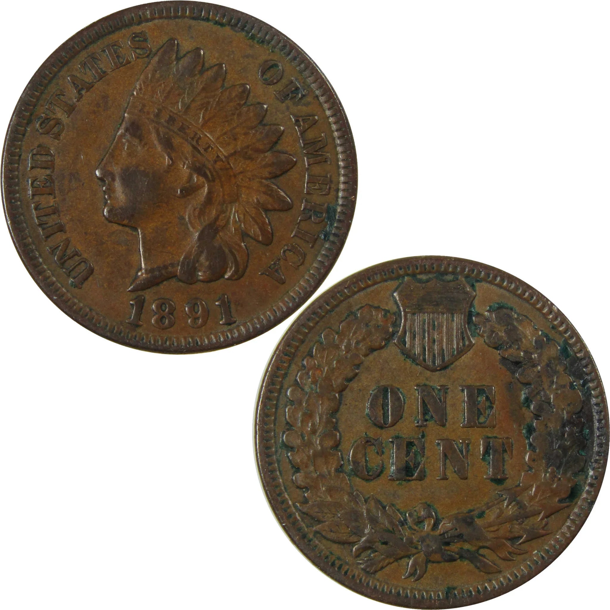 1891 Indian Head Cent XF EF Extremely Fine Penny 1c Coin SKU:I26937