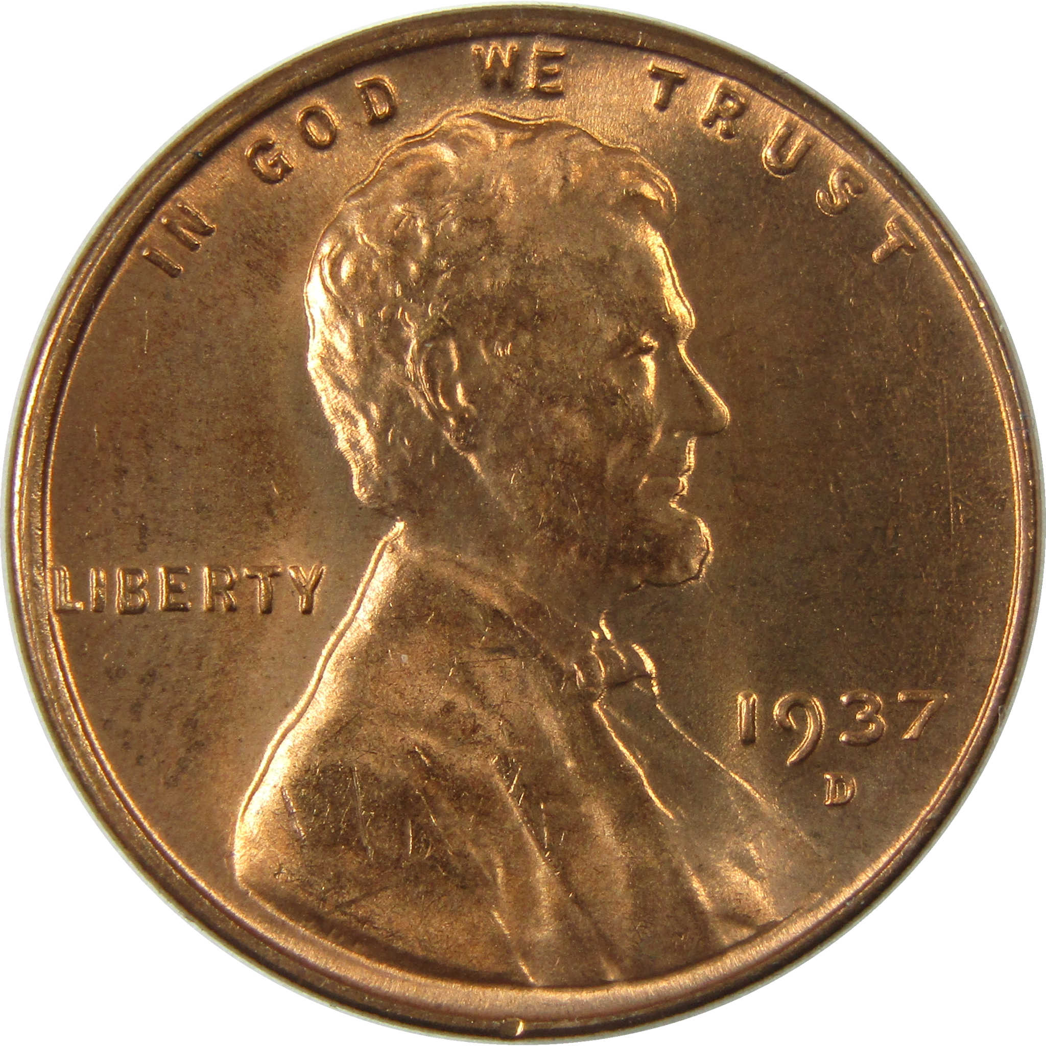 1937 D Lincoln Wheat Cent Uncirculated Mint State Penny 1c Coin