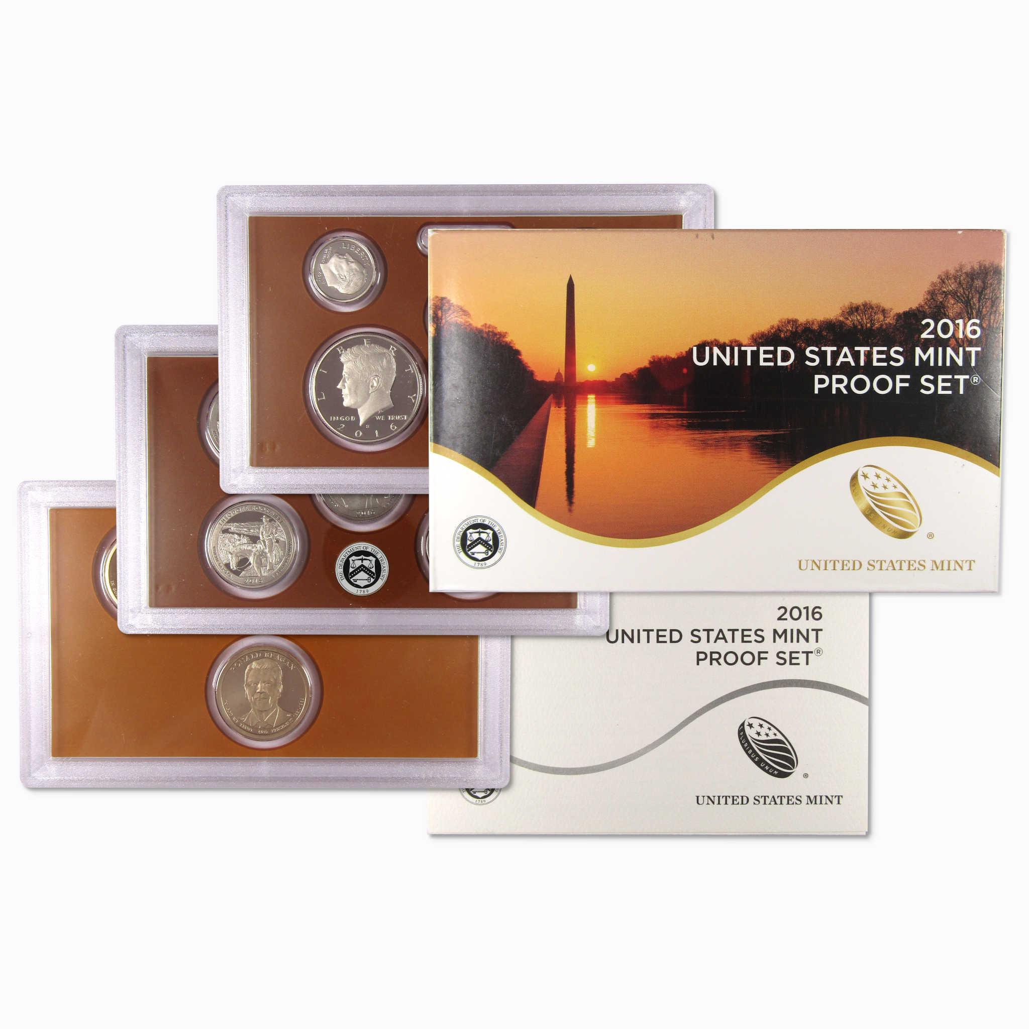2016 United States Mint Proof Set with collectible coins in protective cases and original packaging