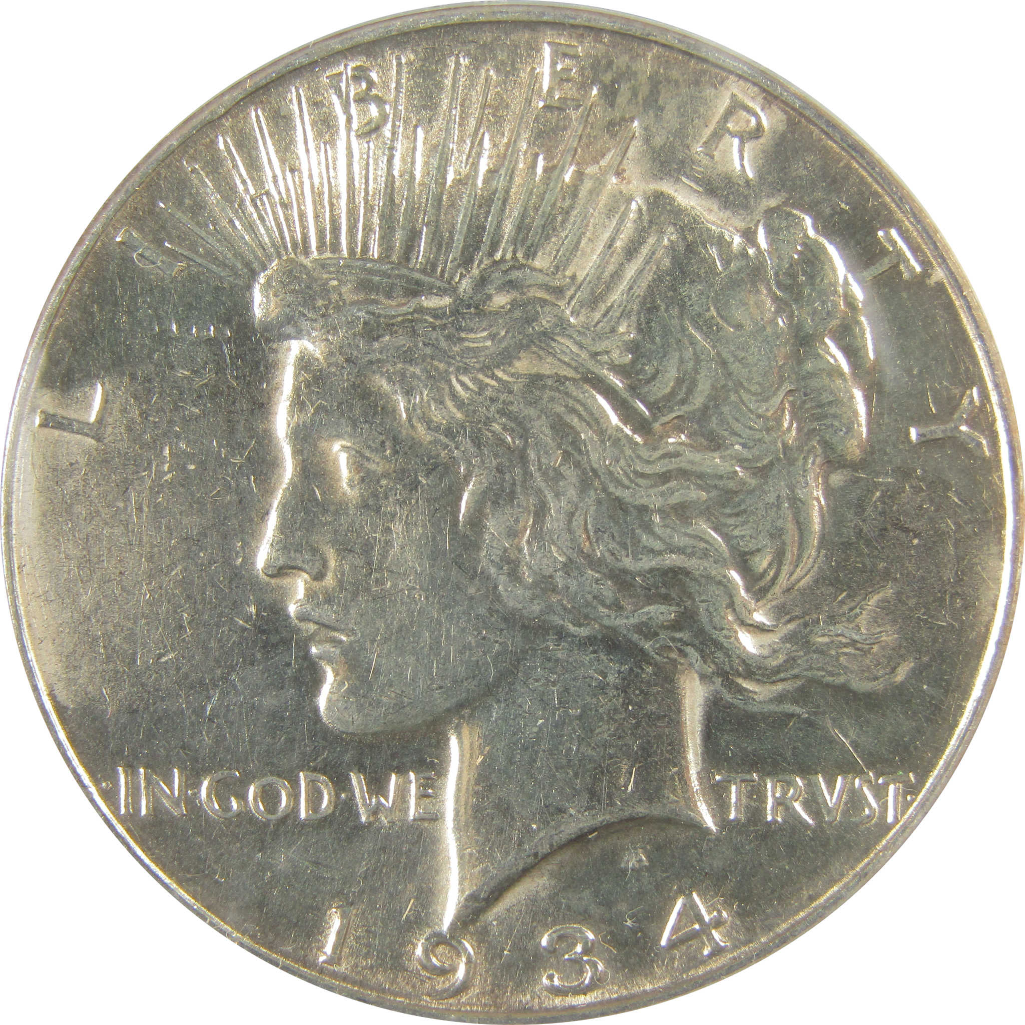1934 Peace Dollar AU 55 Details ANACS Silver $1 Coin SKU:I21539