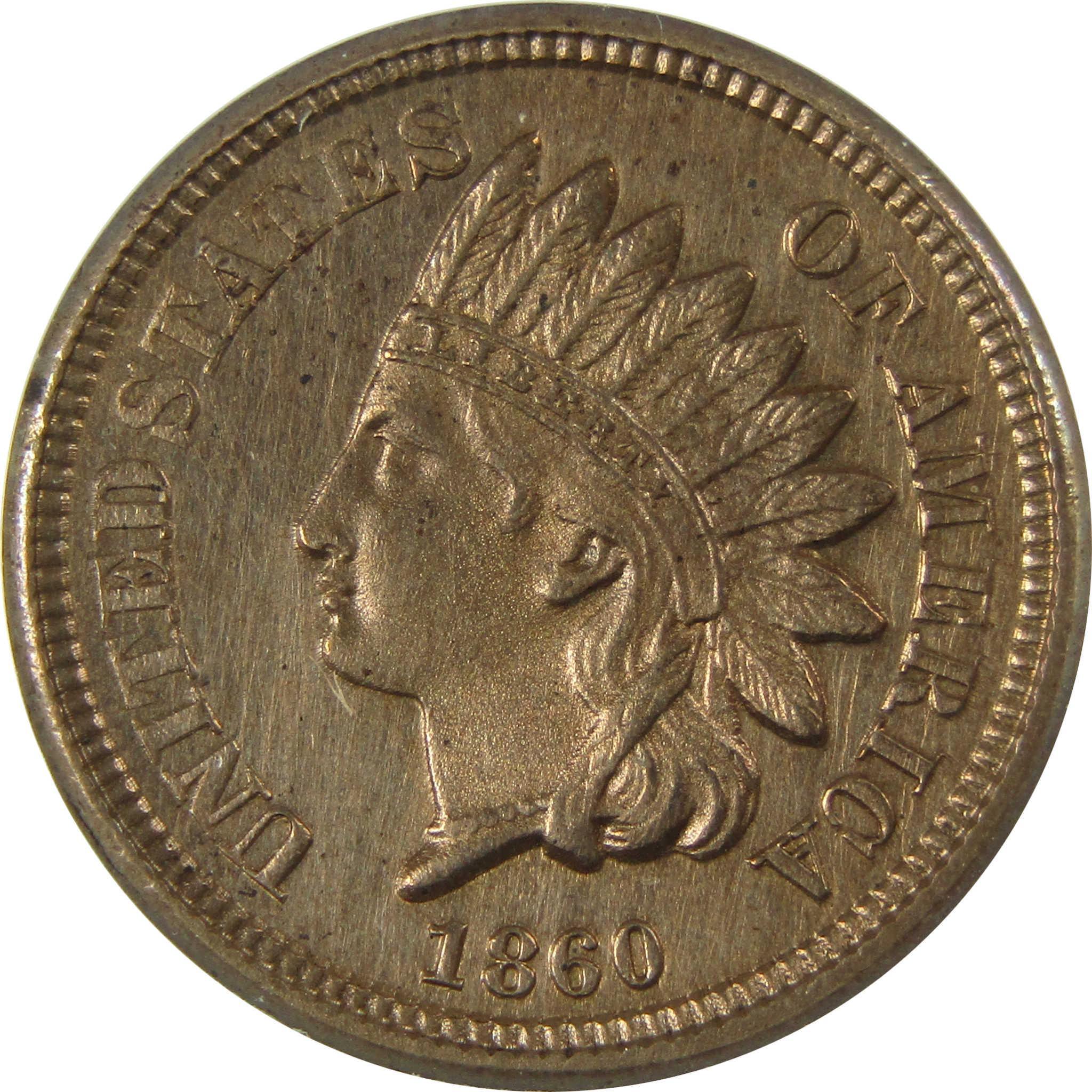 1860 Indian Head Cent MS 60 Details ANACS Penny Uncirculated SKU:CP199