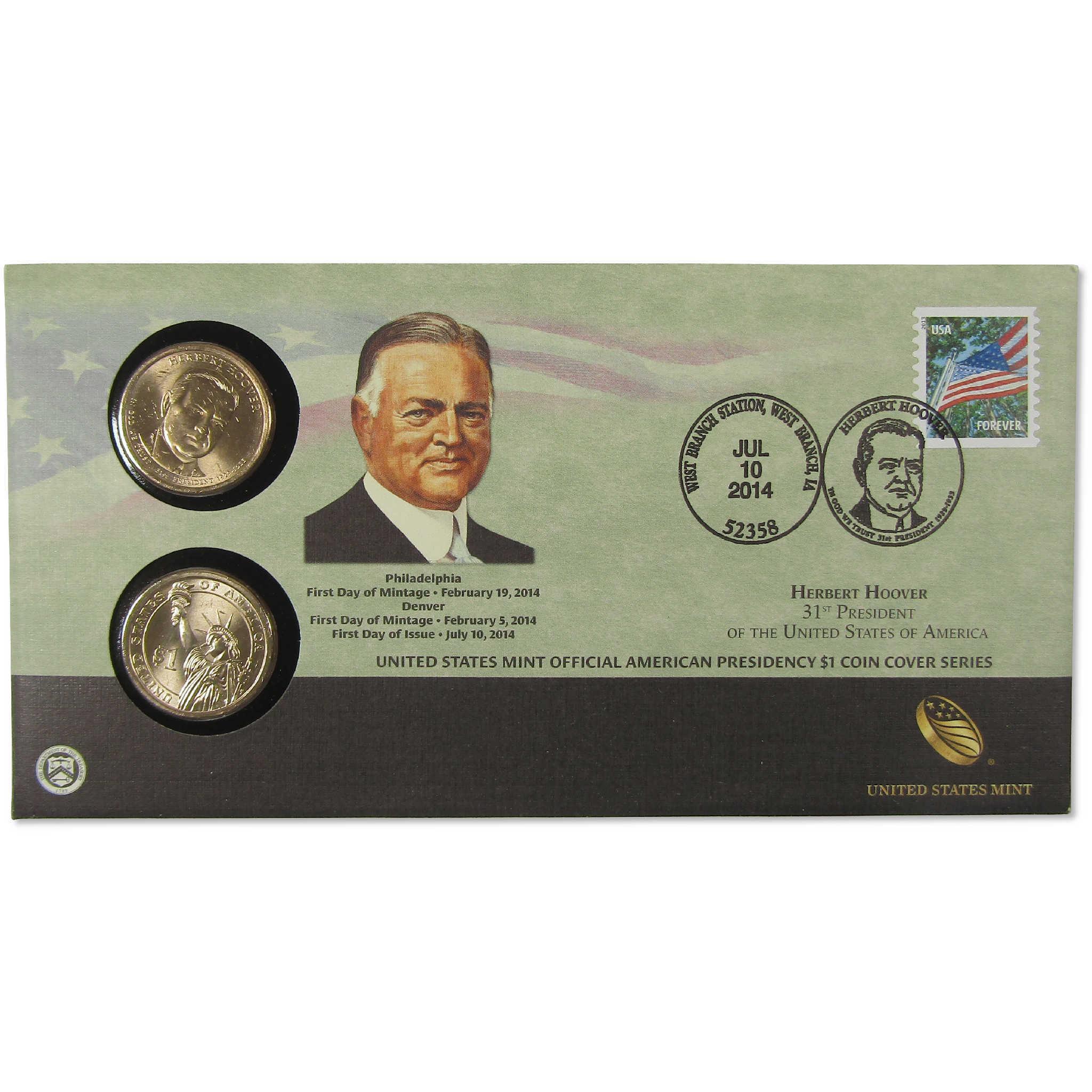 2014 Herbert Hoover American Presidency $1 Coin Cover SKU:CPC9872