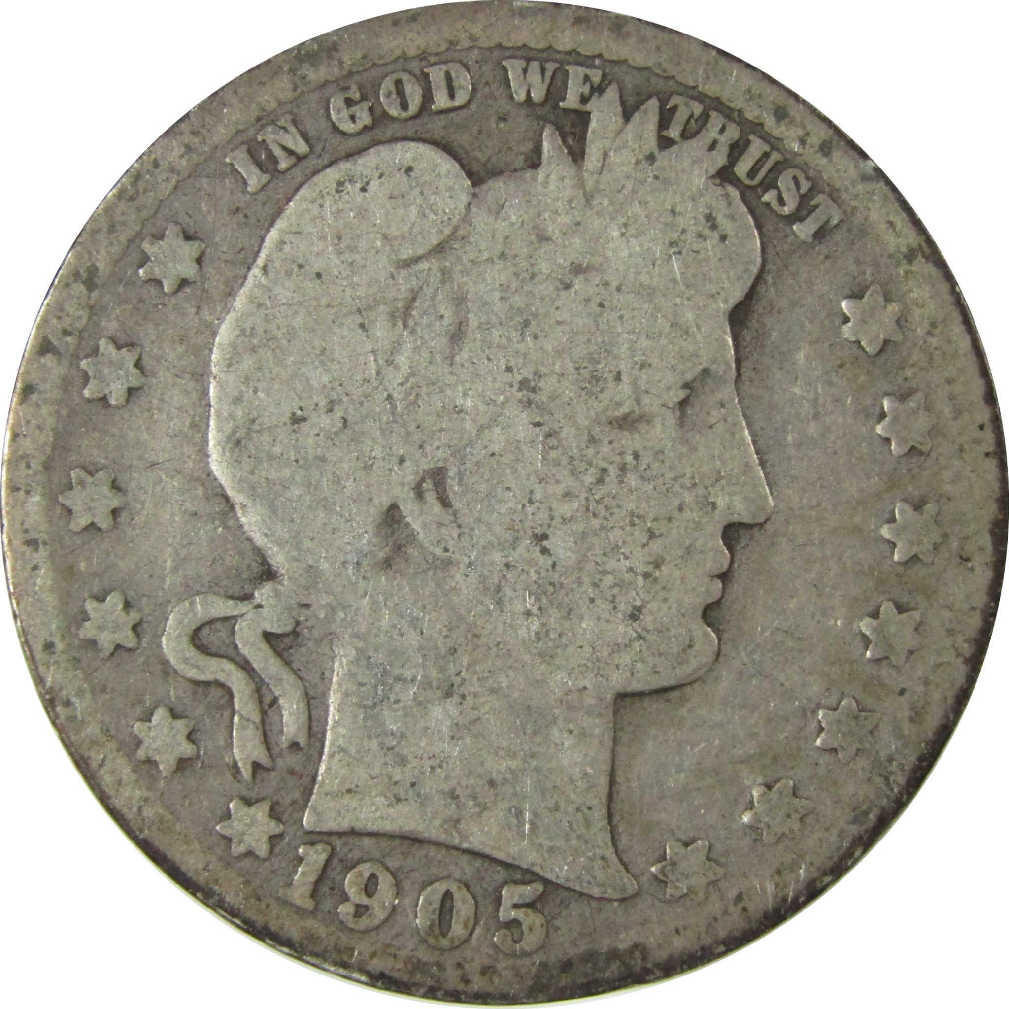 1905 S Barber Silver Quarter AG About Good 25c Coin SKU:CP881