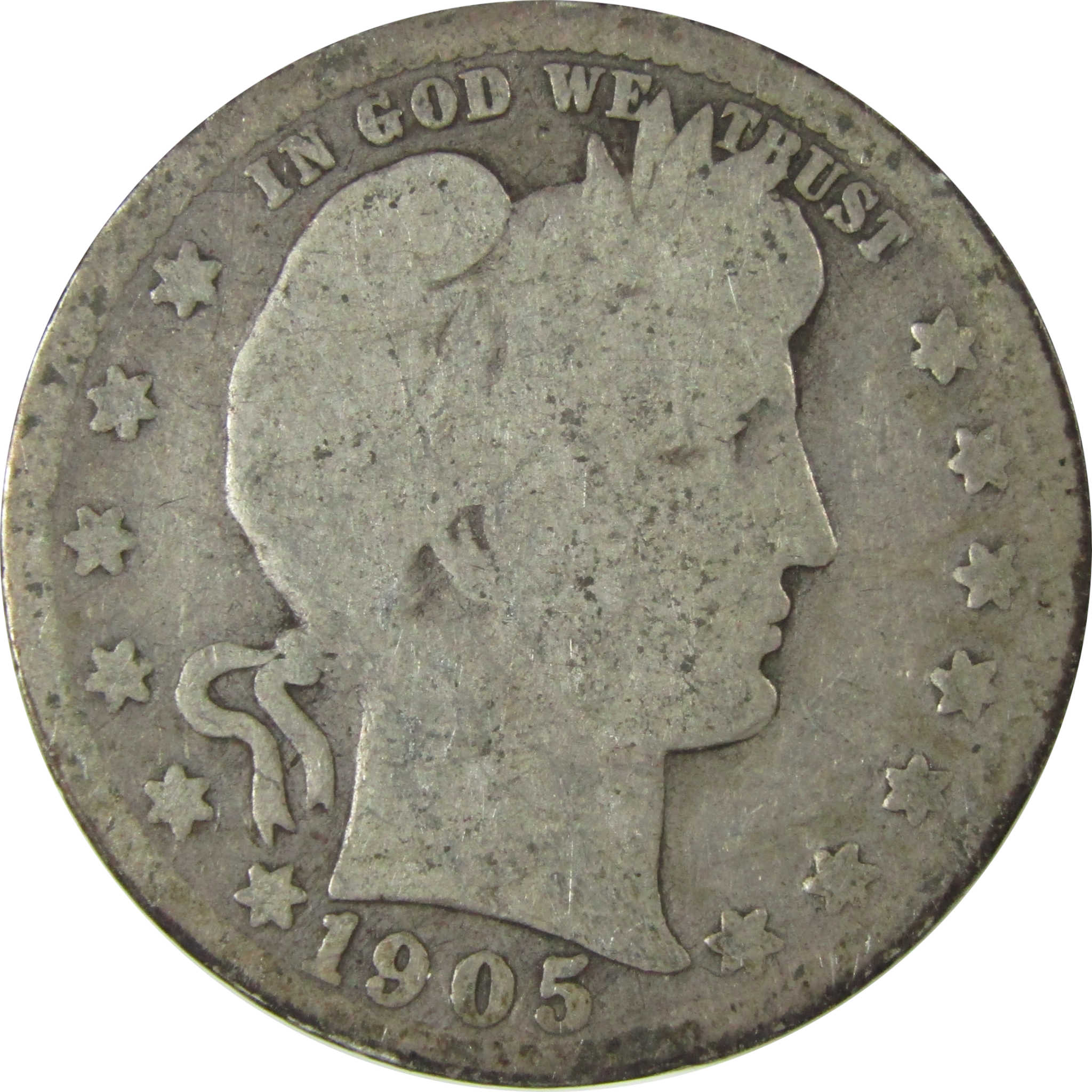 1905 S Barber Silver Quarter AG About Good 25c Coin SKU:CP881
