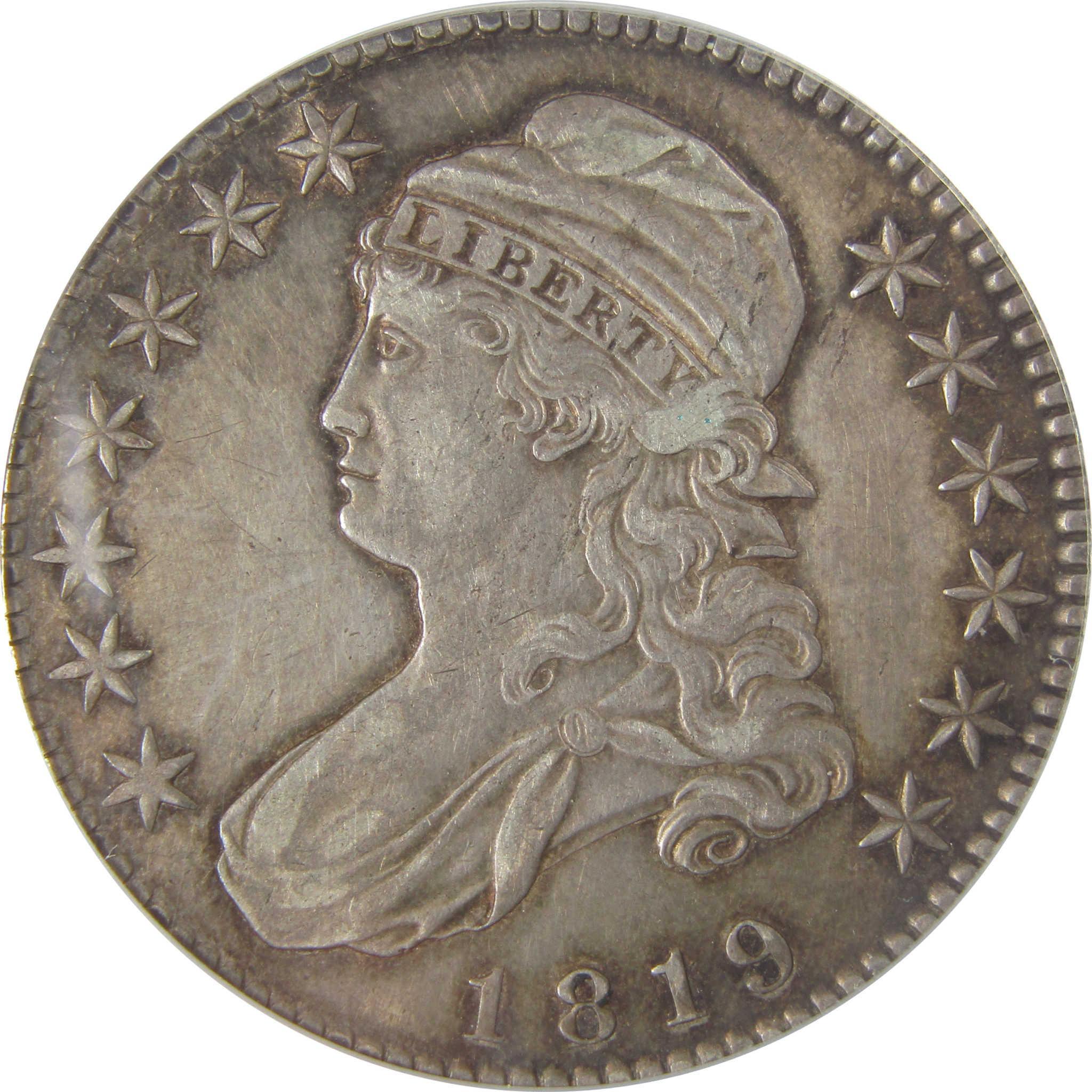 1819 Capped Bust Silver Half Dollar AU 50 Details ANACS SKU:I24462