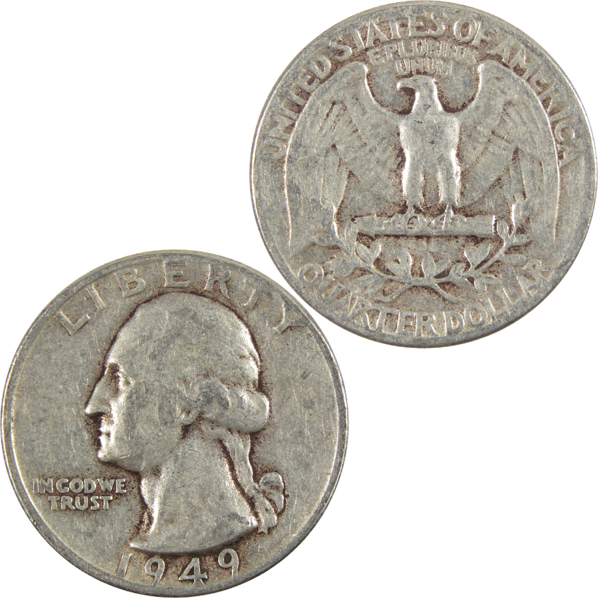 1949 Washington Quarter Circulated Silver 25c Coin Collectible