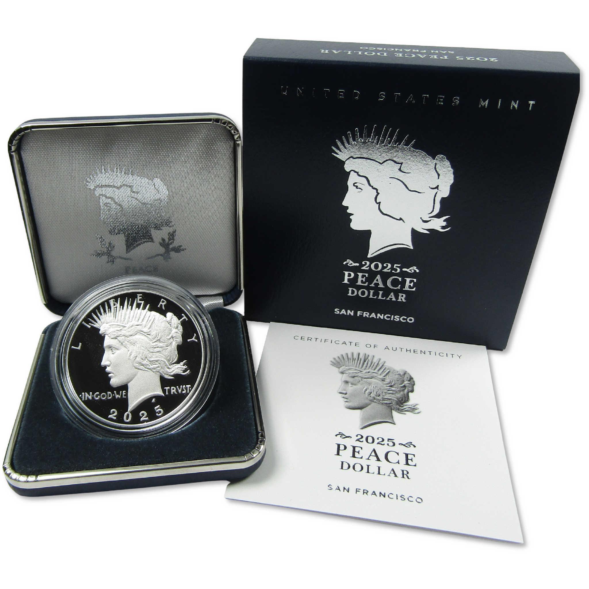 2025 S Peace Silver Dollar Proof $1 Coin Collectible OGP COA