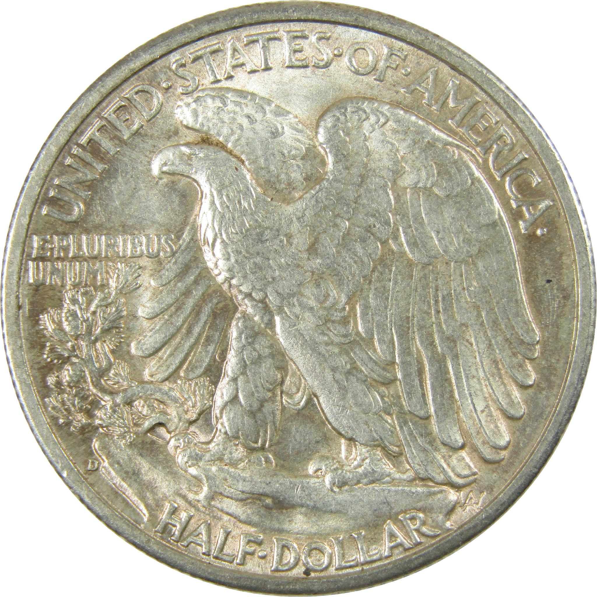 1943 D Liberty Walking Silver Half Dollar Borderline Uncirculated Coin