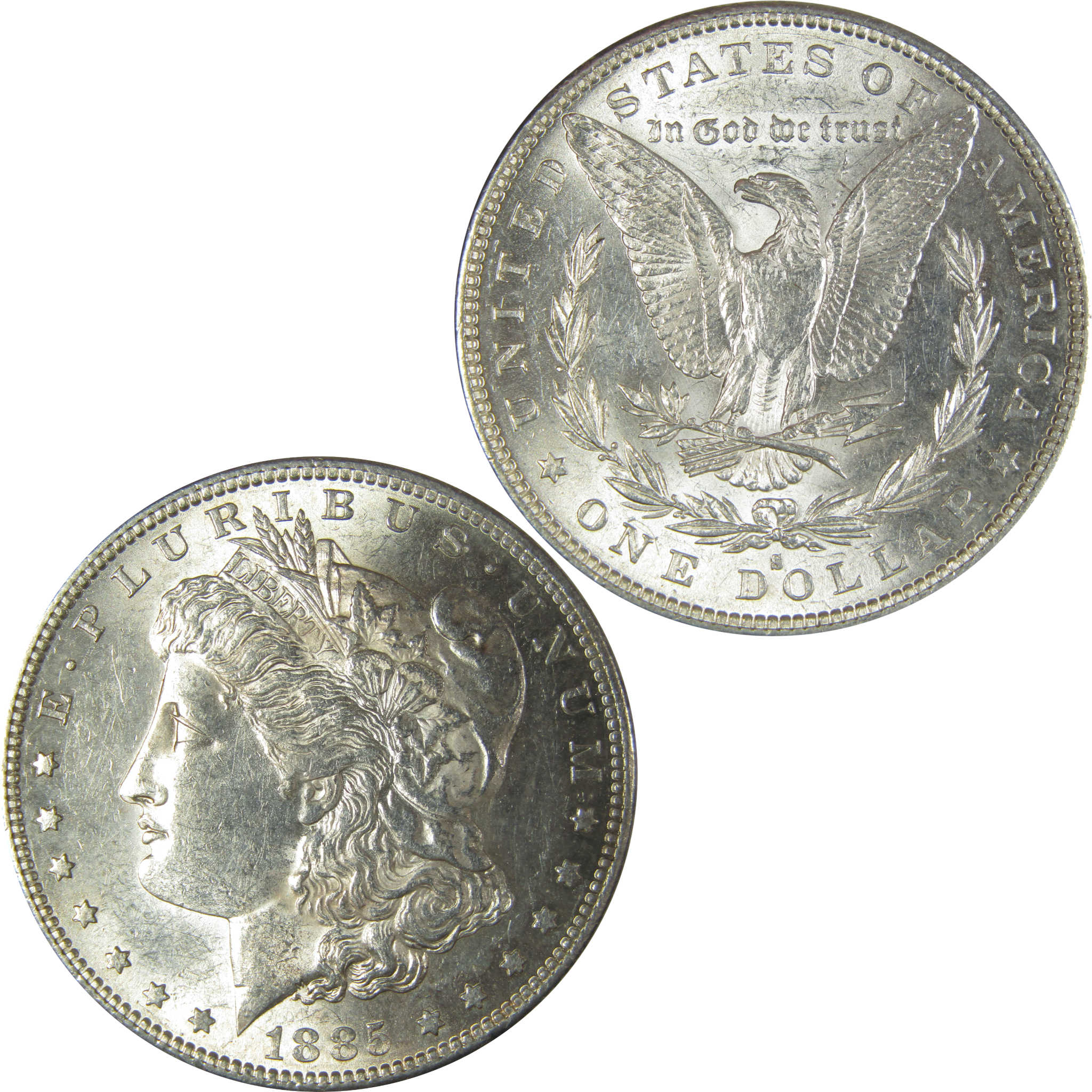 1885 S Morgan Dollar Borderline Uncirculated Silver $1 Coin SKU:I22545 - Morgan coin - Morgan silver dollar - Morgan silver dollar for sale - Profile Coins & Collectibles