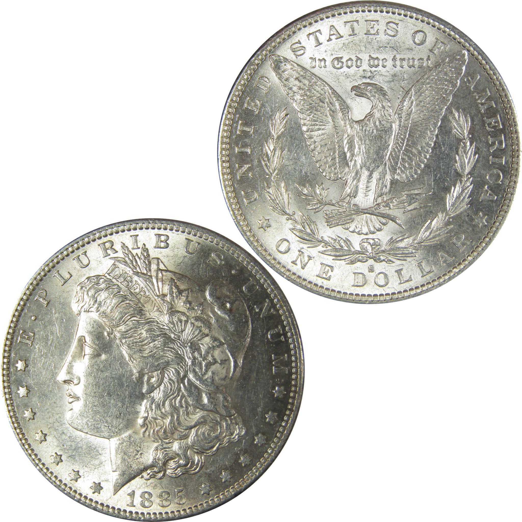 1885 S Morgan Dollar Borderline Uncirculated Silver $1 Coin SKU:I22545 - Morgan coin - Morgan silver dollar - Morgan silver dollar for sale - Profile Coins & Collectibles
