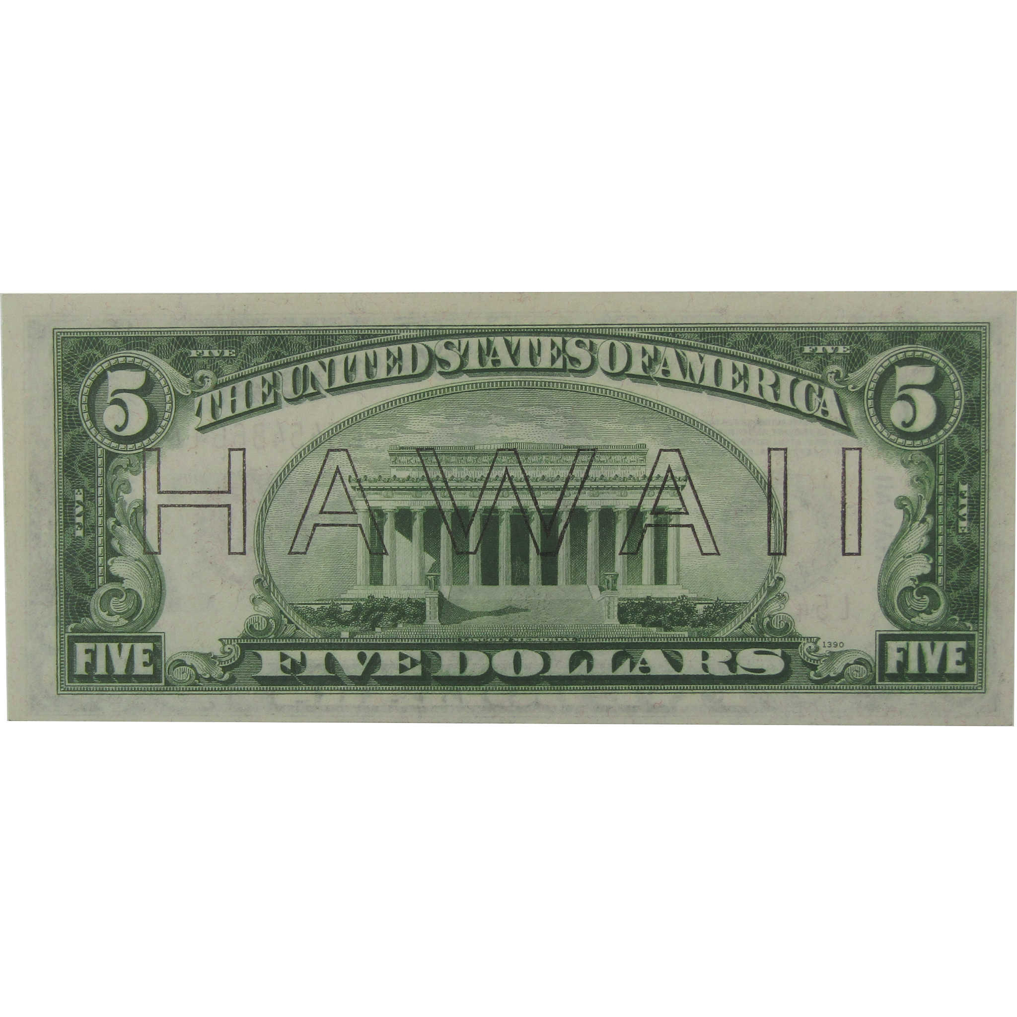 1934 A $5 Federal Reserve Note Hawaii WWII Issue Fr 2302 Uncirculated
