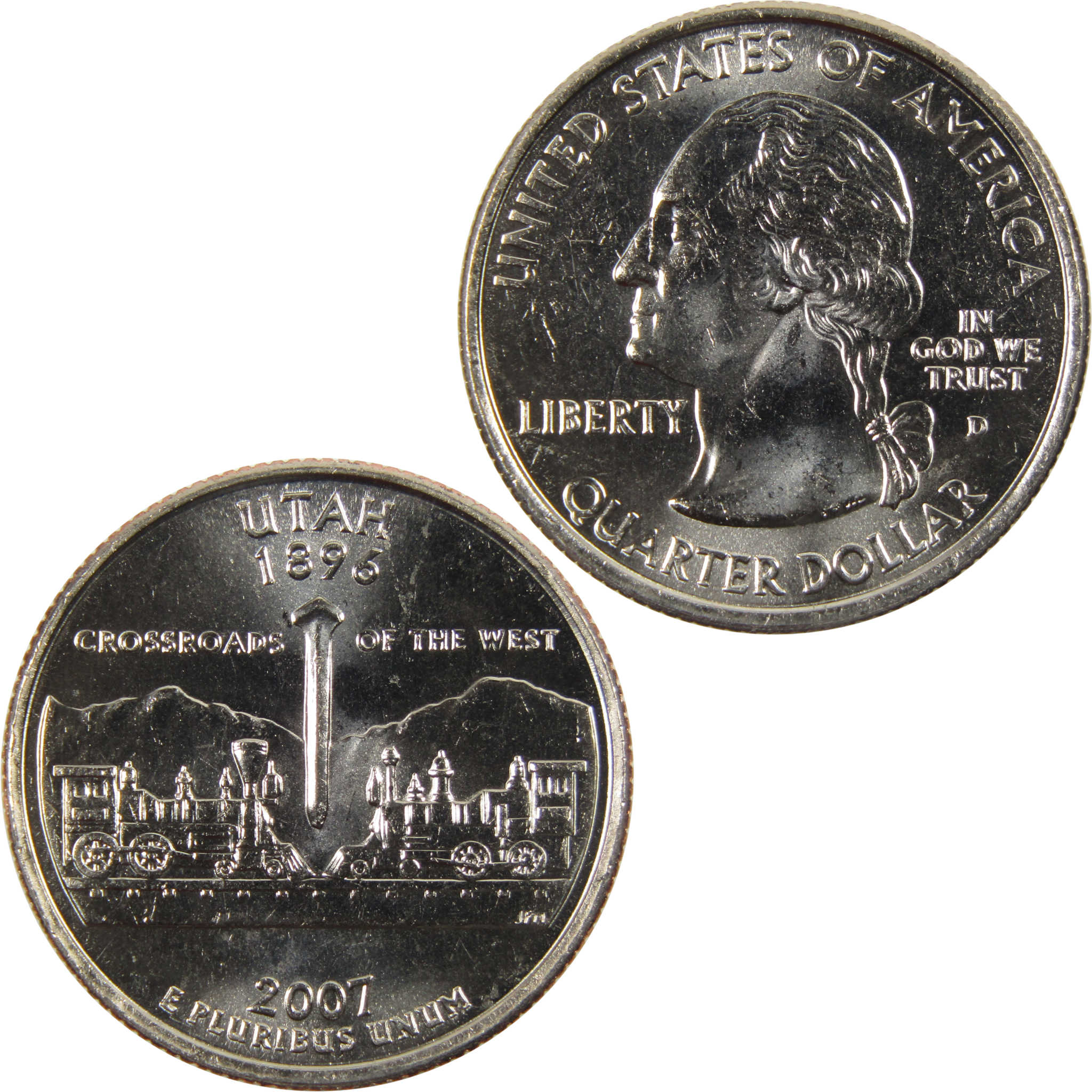 2007 D Utah State Quarter BU Uncirculated Clad 25c Coin
