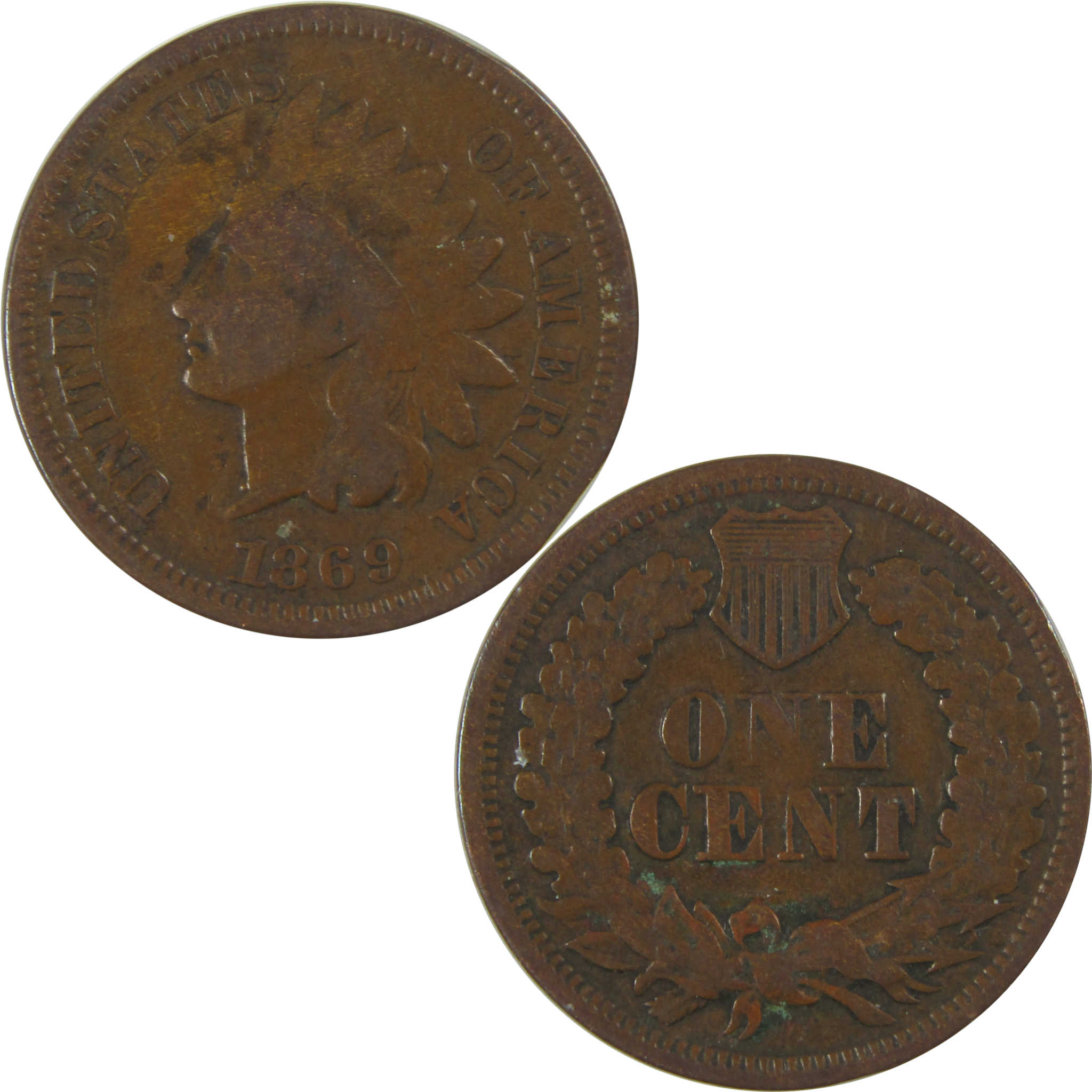 1869 Indian Head Cent G Good Penny 1c Coin SKU:CPC0935