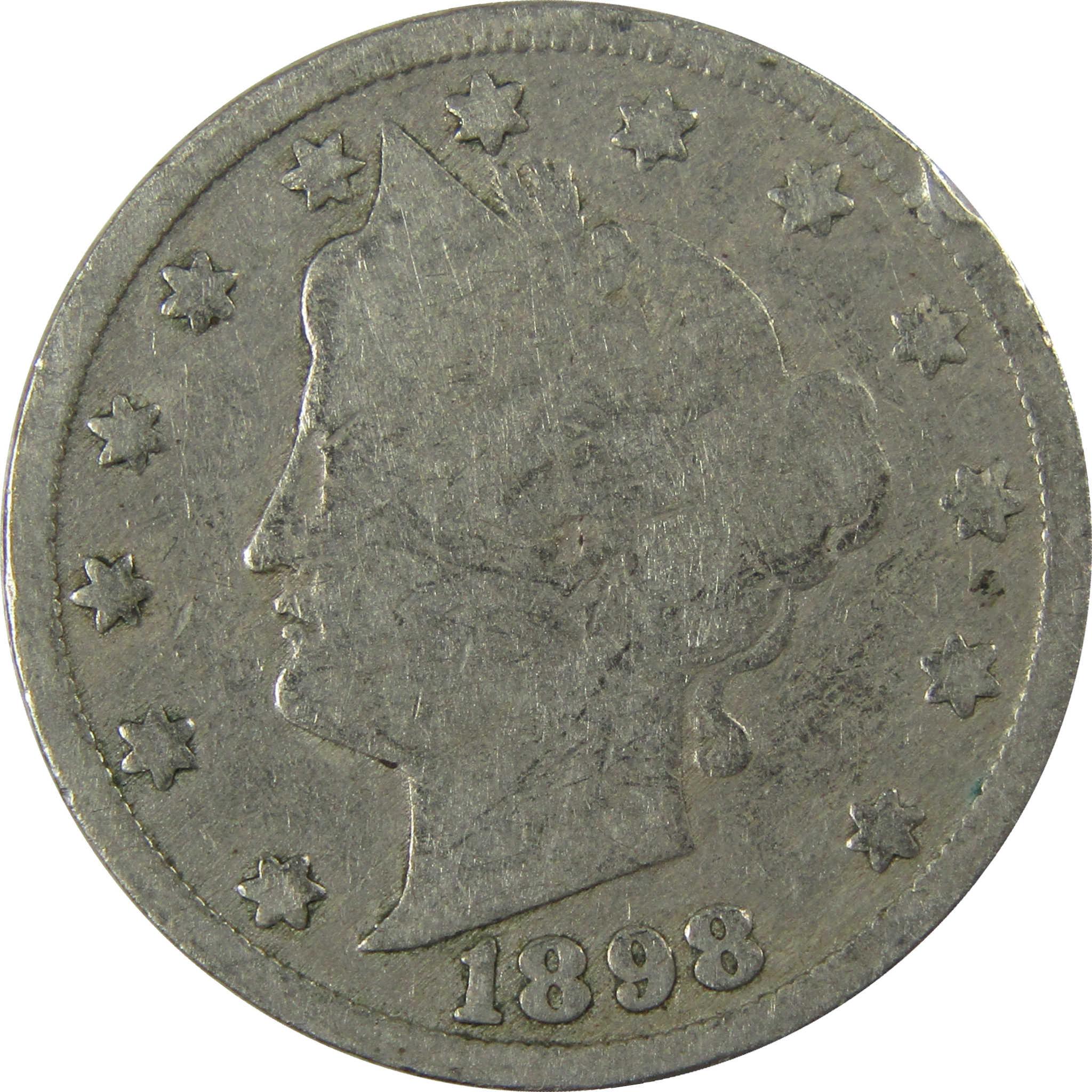 1898 Liberty Head V Nickel G Good 5c Coin Collectible SKU:I26918