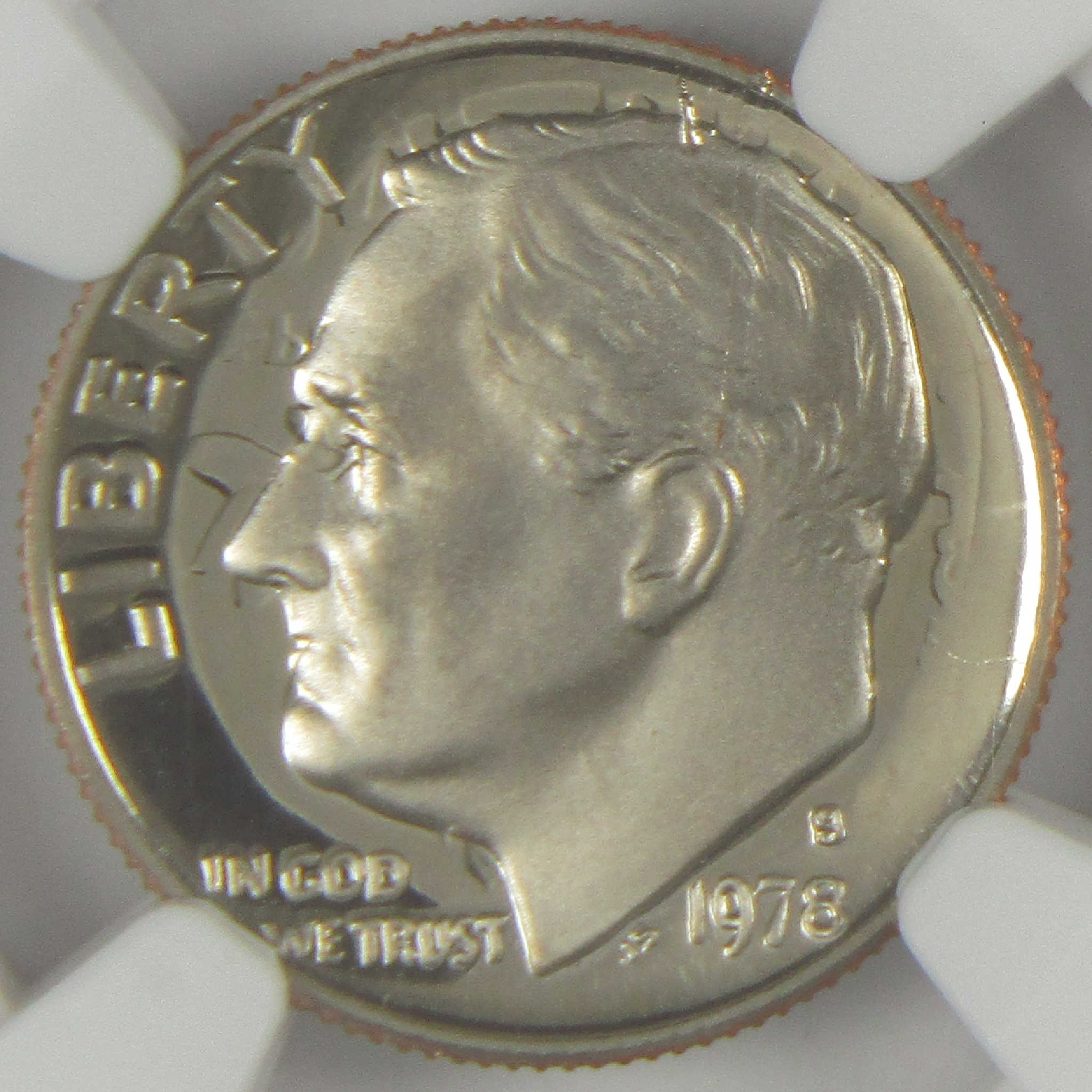 1978 S Roosevelt Dime PF 69 UCAM NGC Clashed Dies Obverse Struck Thru