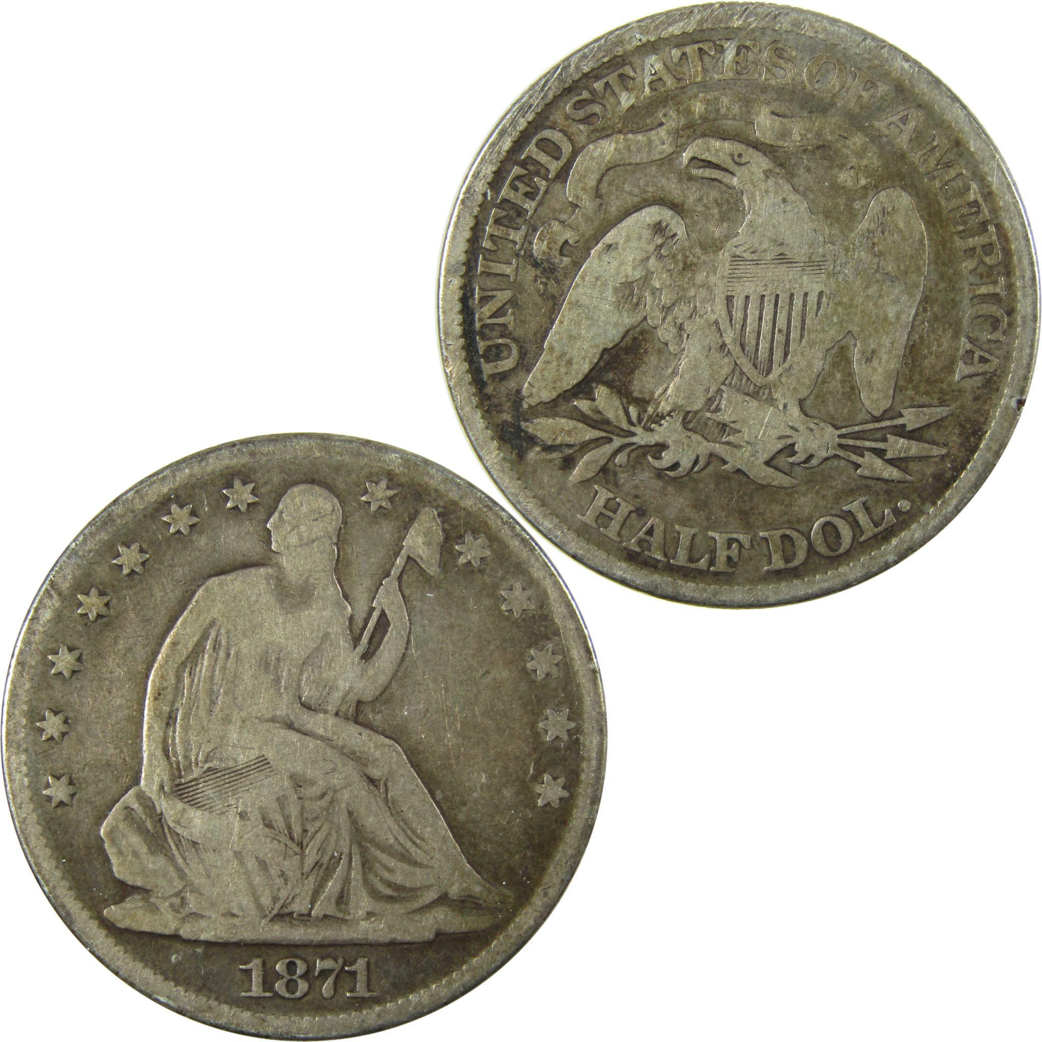 1871 Seated Liberty Silver Half Dollar VG Very Good SKU:I27858