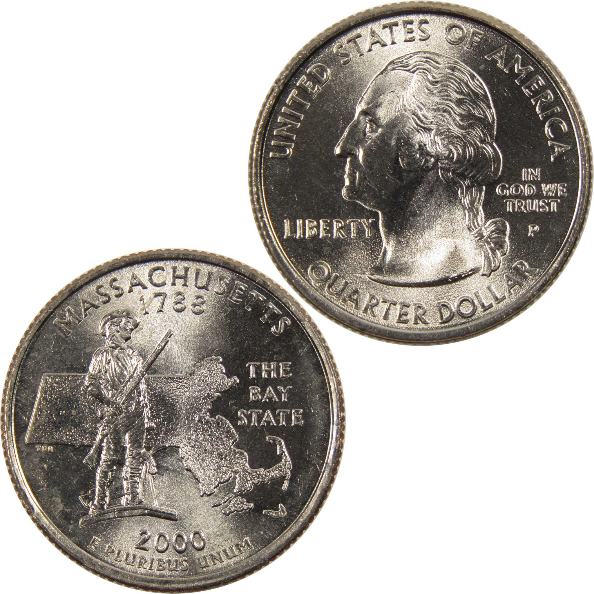 2000 P Massachusetts State Quarter BU Uncirculated Clad 25c Coin