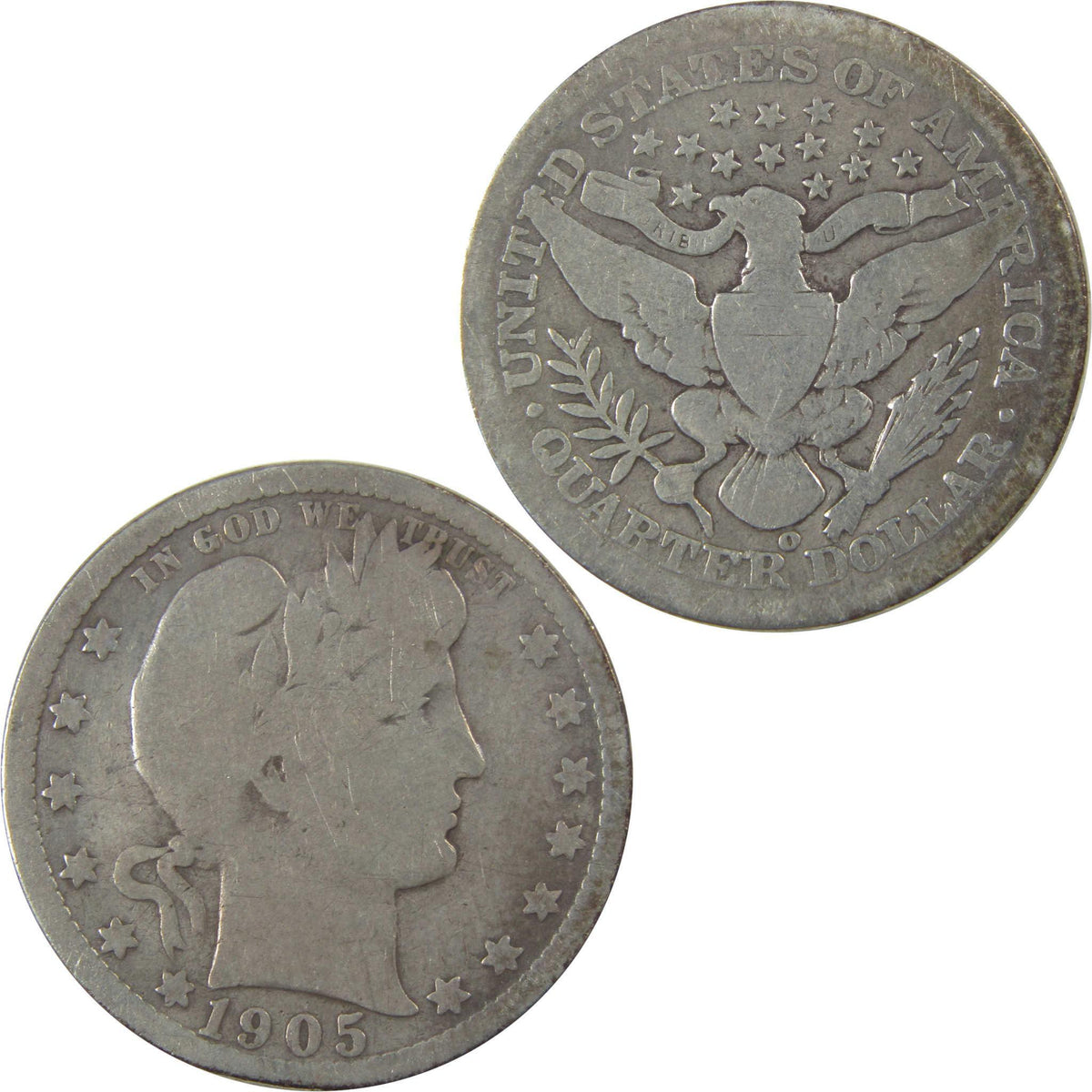 1905 O Barber Quarter G Good Details Silver 25c Coin SKU:I21830