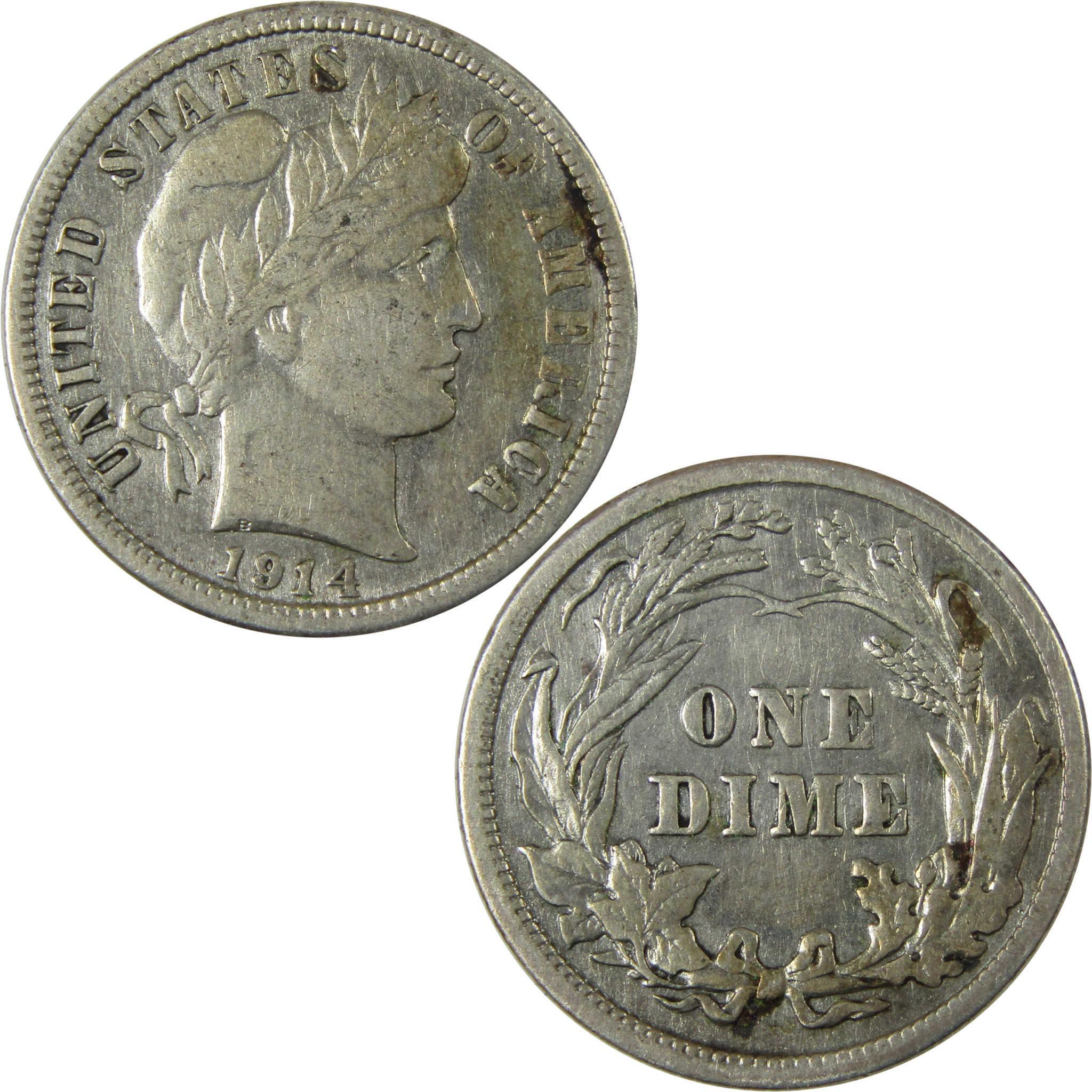 1914 Barber Silver Dime XF EF Extremely Fine Details SKU:CP996