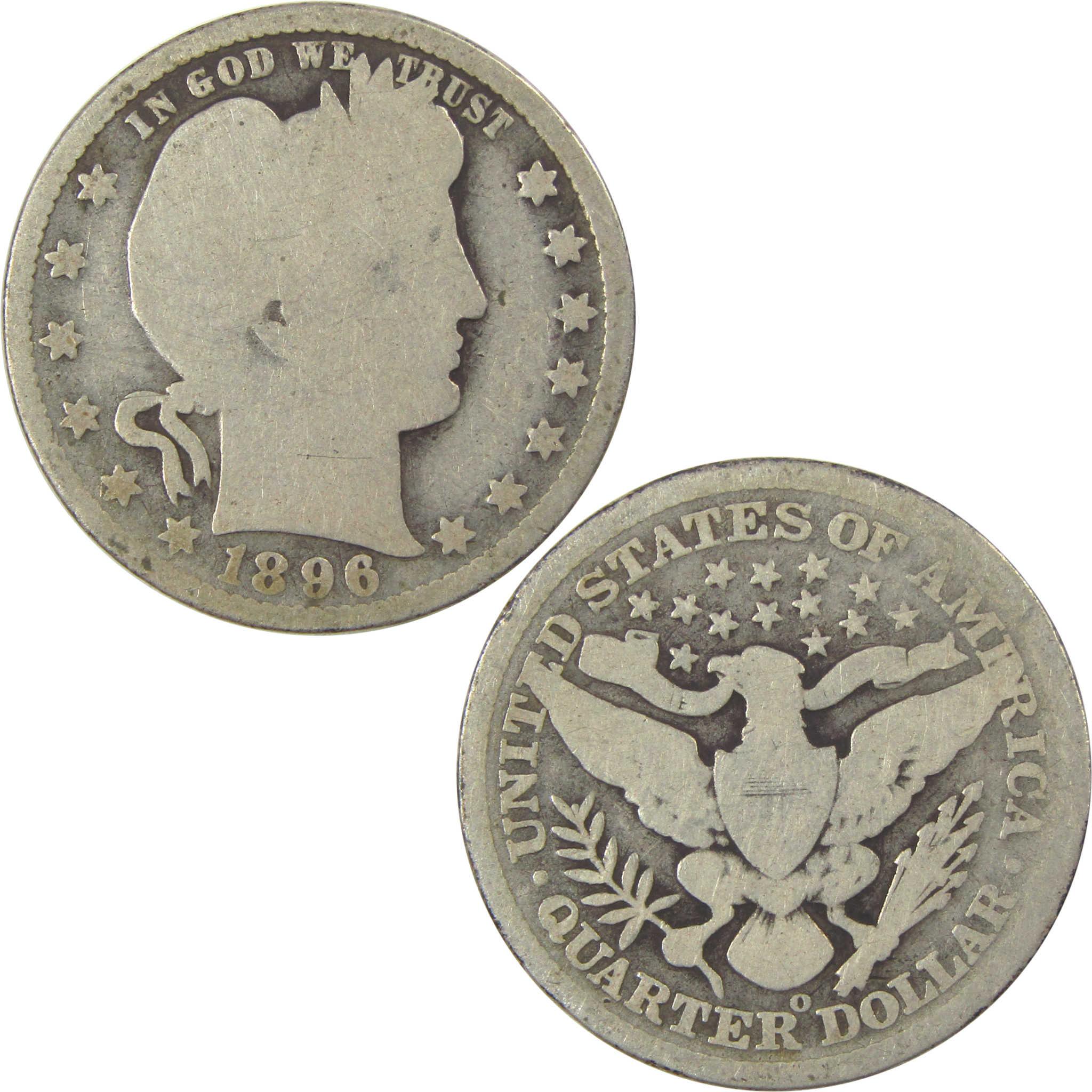 1896 O Barber Quarter G Good Silver 25c Coin SKU:I21859