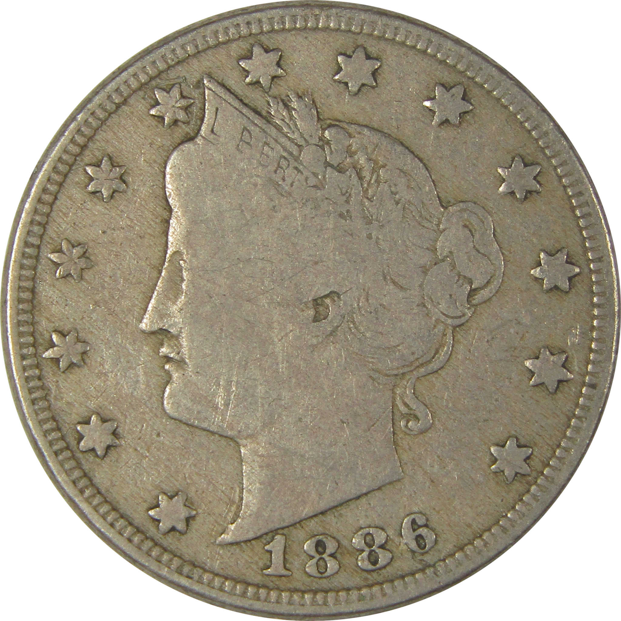 1886 Liberty Head V Nickel F Fine 5c Coin SKU:I22542