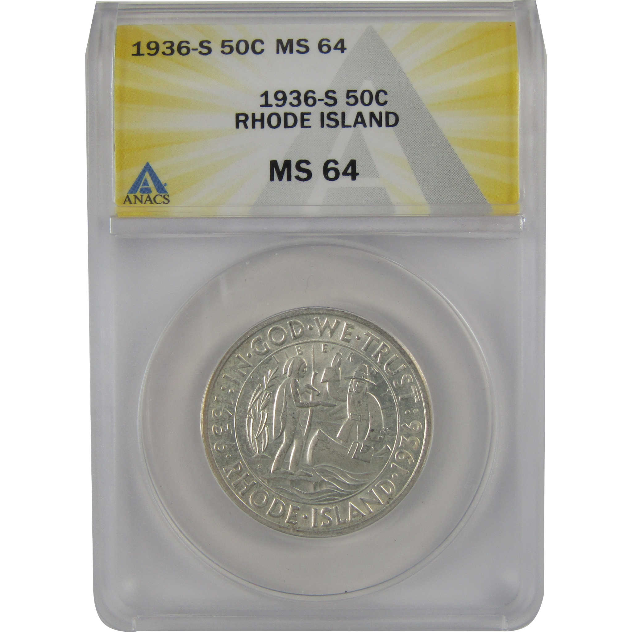 Providence Rhode Island Tercentenary 50C 1936 S MS 64 ANACS SKU:CP157