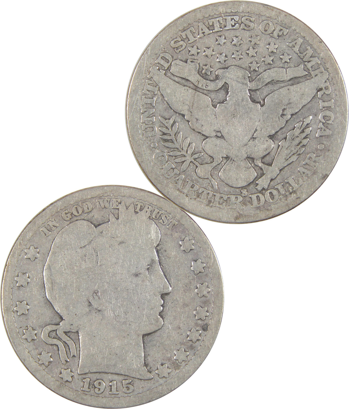1915 S Barber Quarter AG About Good Silver 25c Coin SKU:I17710