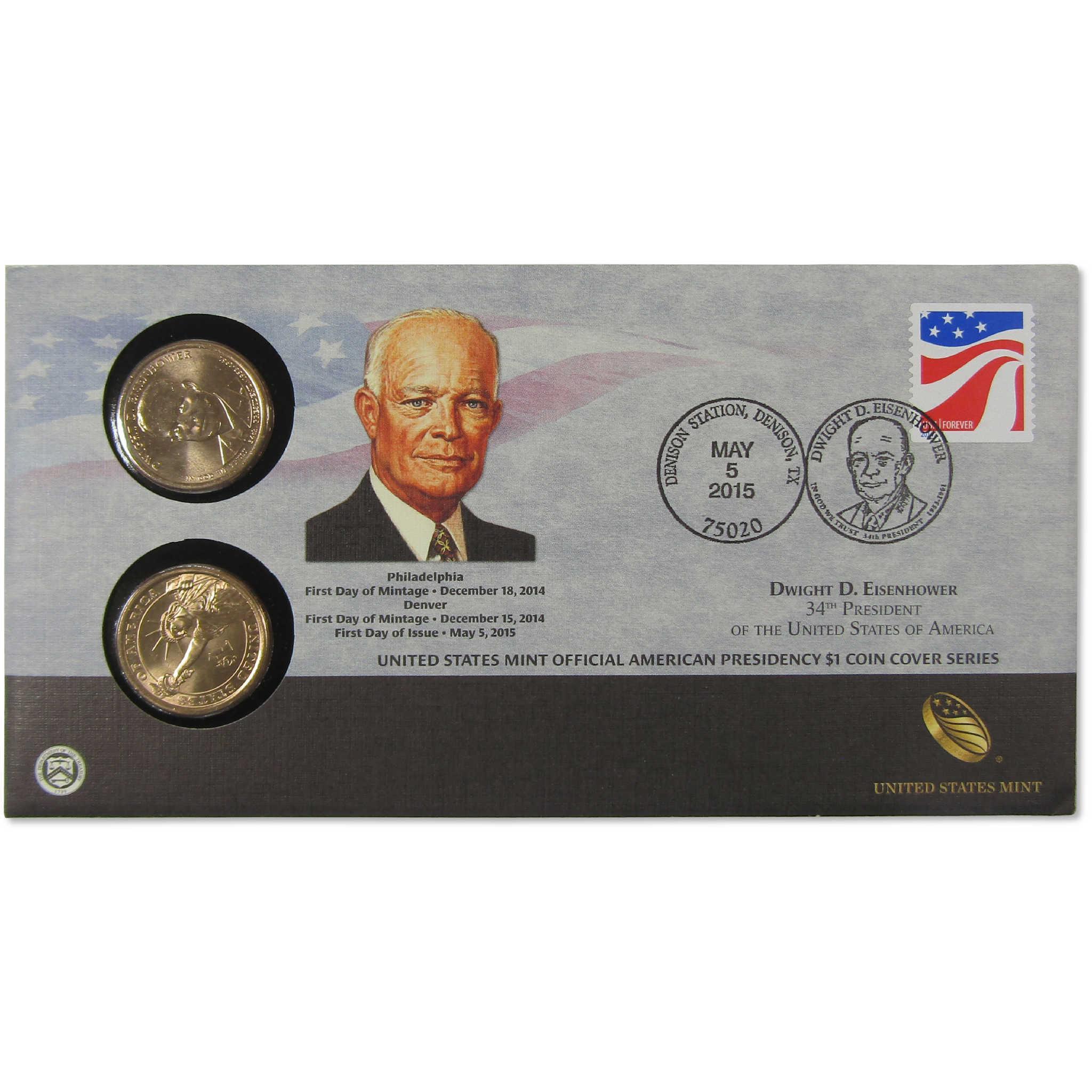 2015 Dwight Eisenhower American Presidency $1 Coin Cover SKU:CPC9875