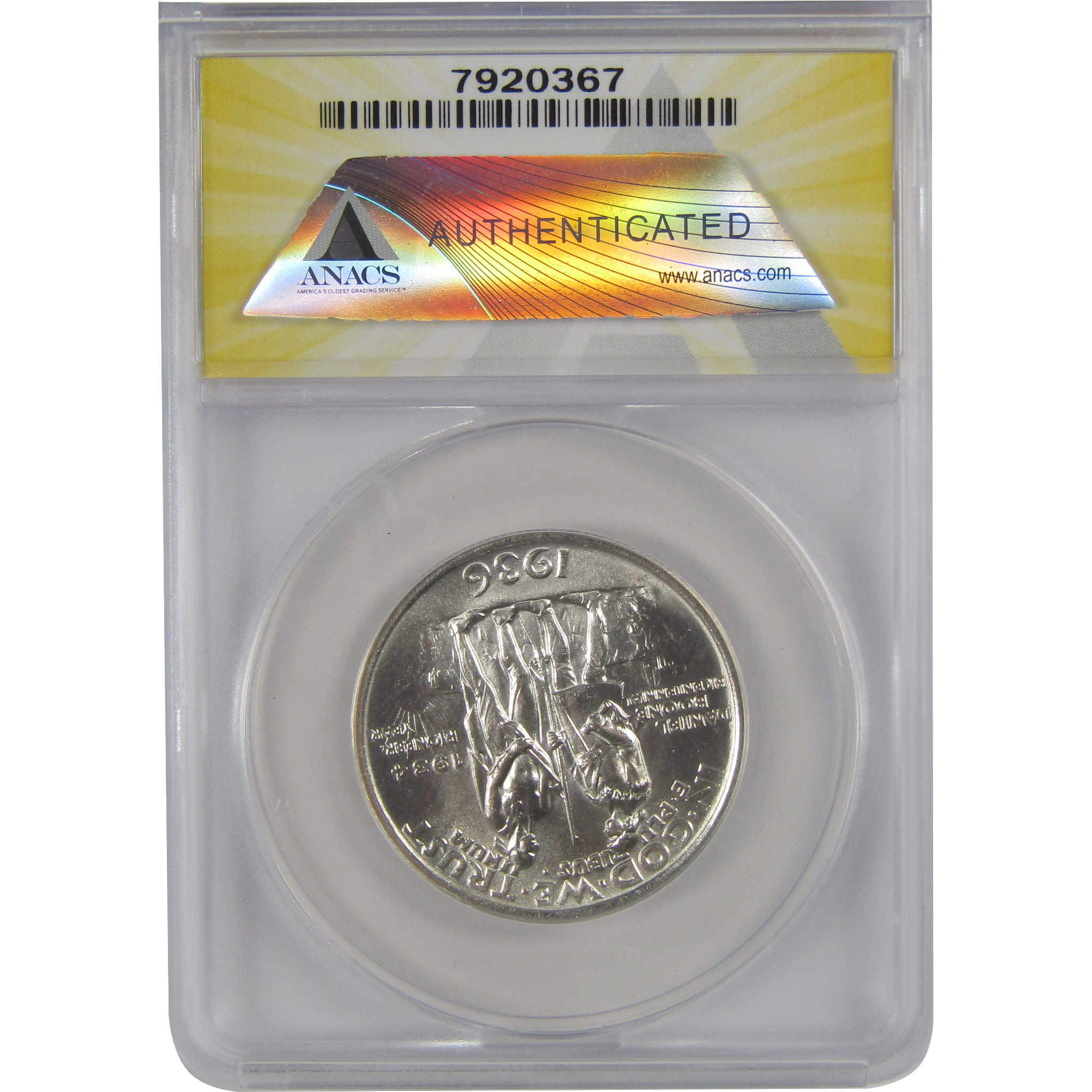 Daniel Boone Commemorative 50C 1936 MS 63 ANACS Silver SKU:CP164