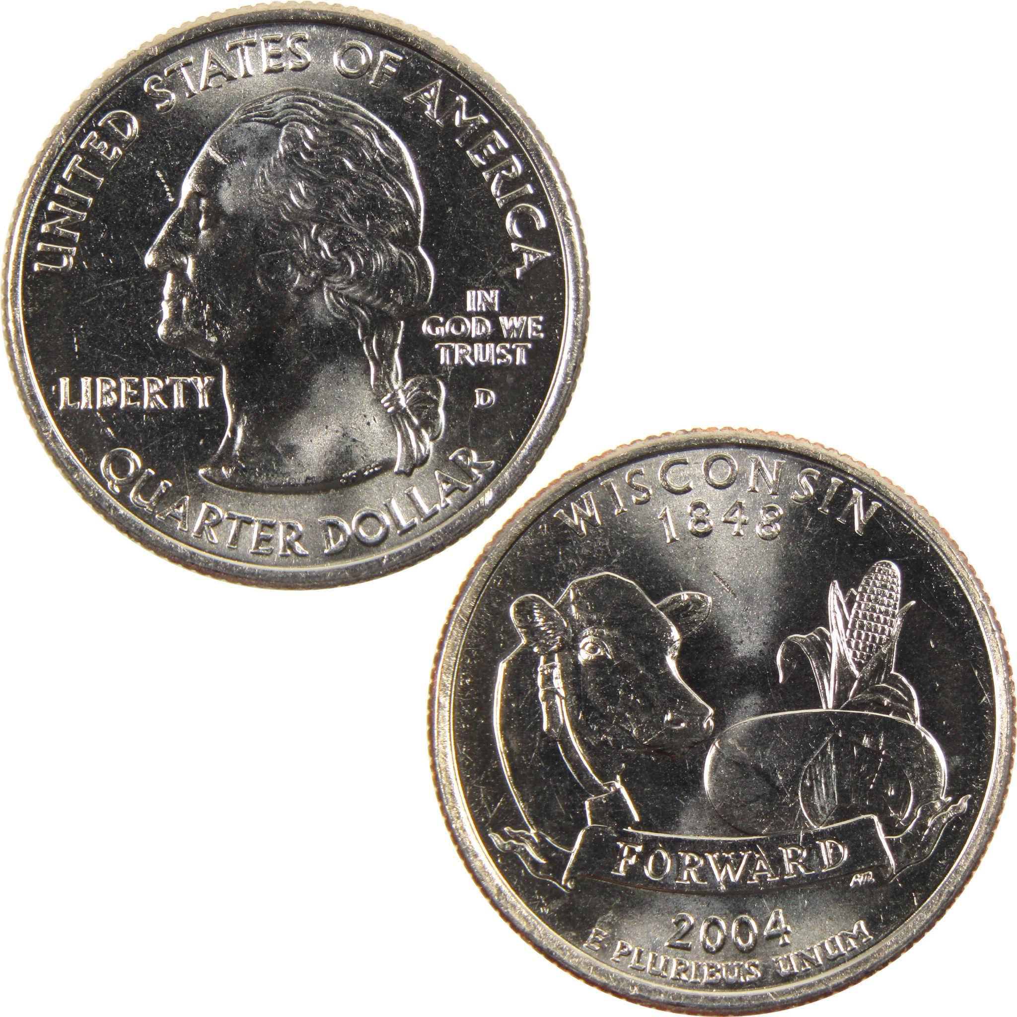 2004 D Wisconsin State Quarter BU Uncirculated Clad 25c Coin