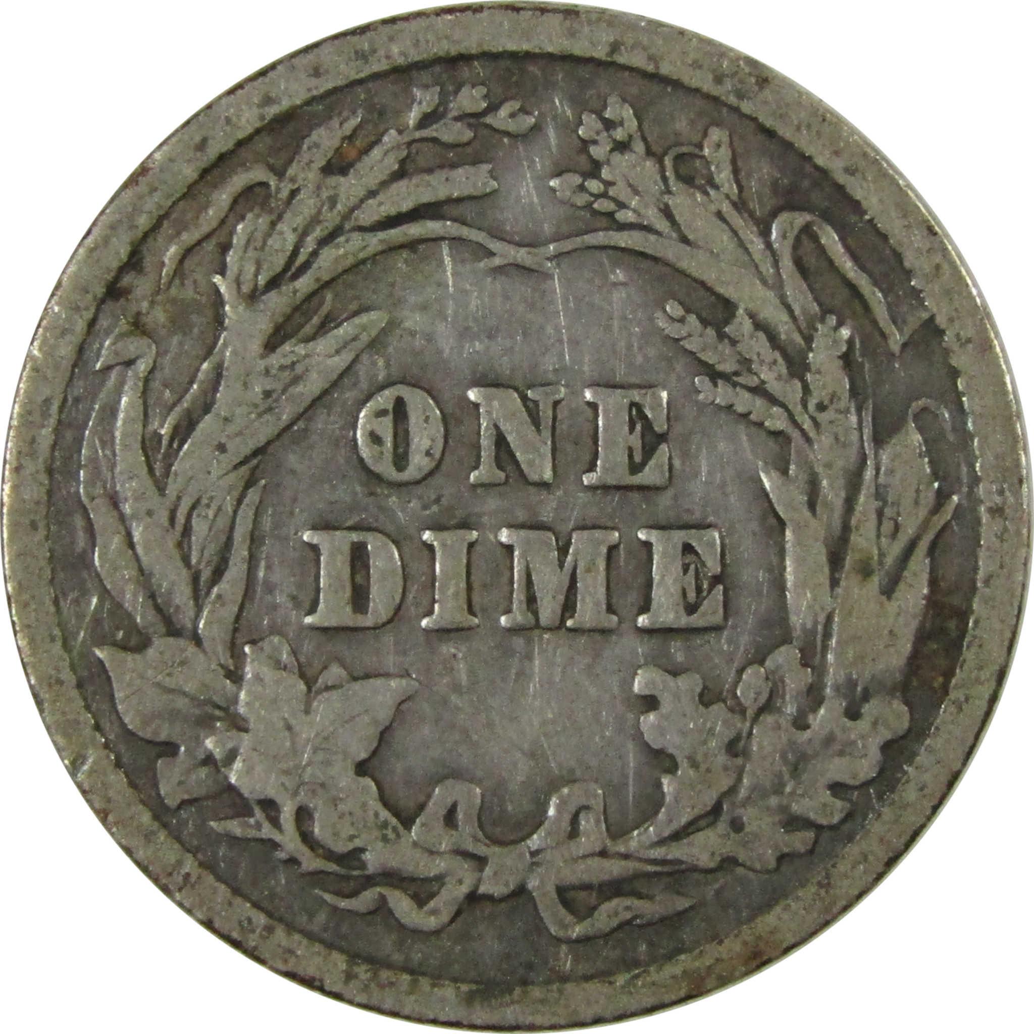 1909 Barber Silver Dime F Fine Details 10c Coin Collectible SKU:CP1038