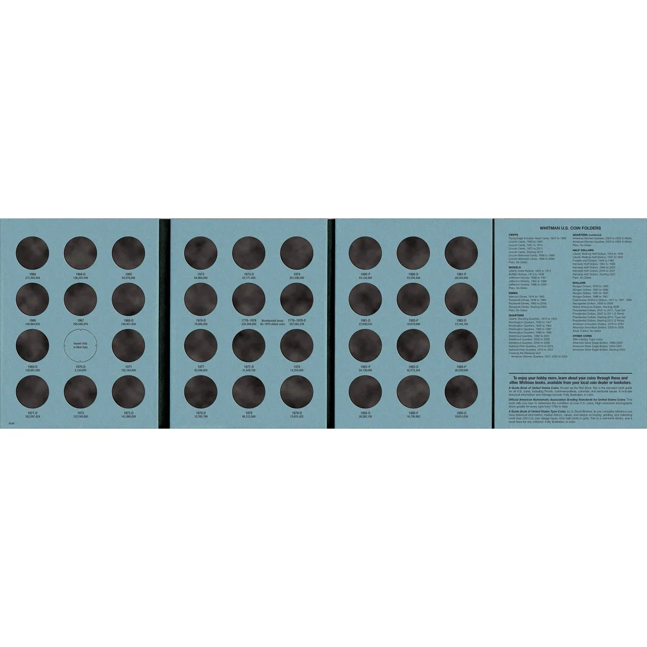 Whitman Kennedy Half Dollar Coin Folder Collection #1 1964-1985